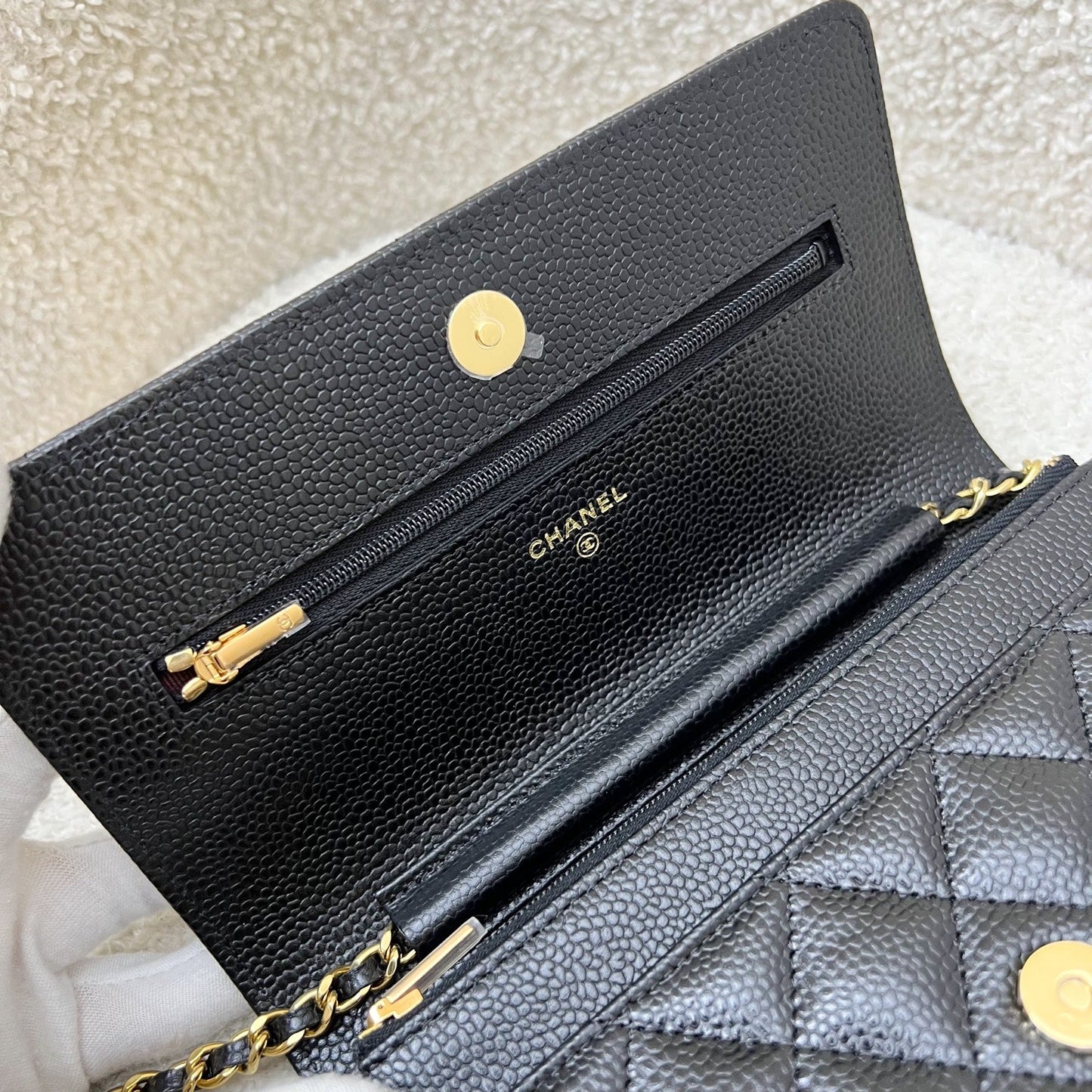 Chanel Classic Wallet on Chain WOC in Black Caviar and GHW