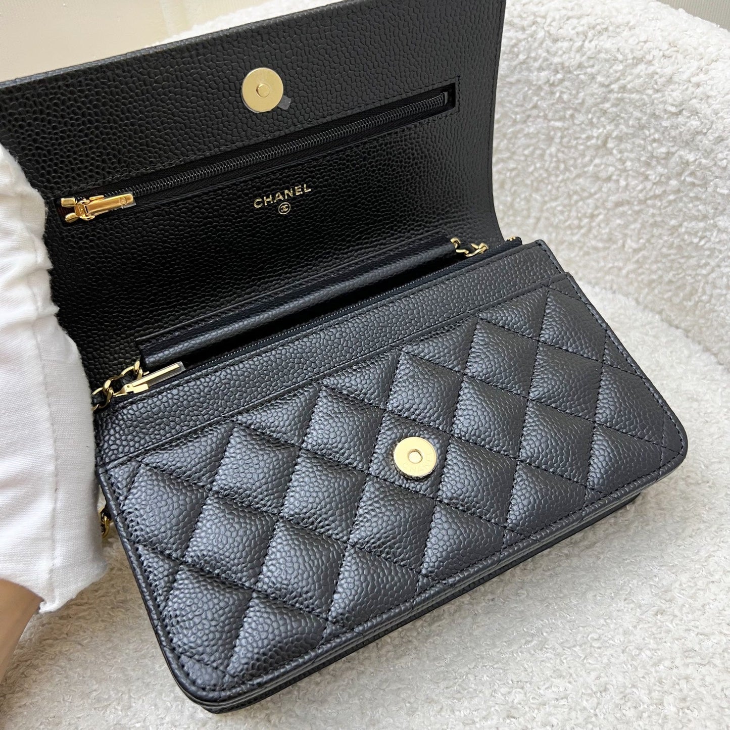 Chanel Classic Wallet on Chain WOC in Black Caviar and GHW