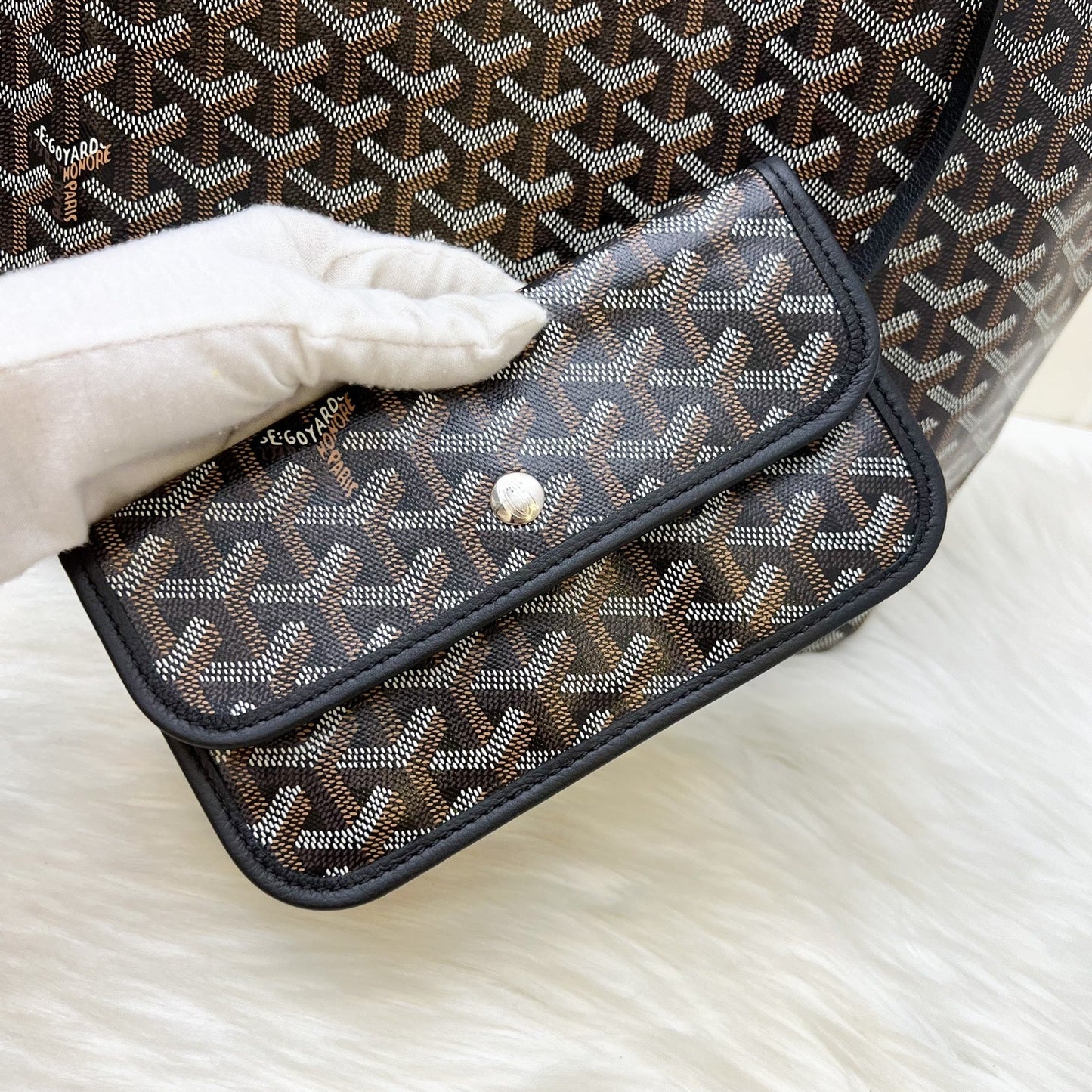 [Havik Shopsnew] Goyard Saint Louis PM Tote in Black Signature Goyardine Canvas