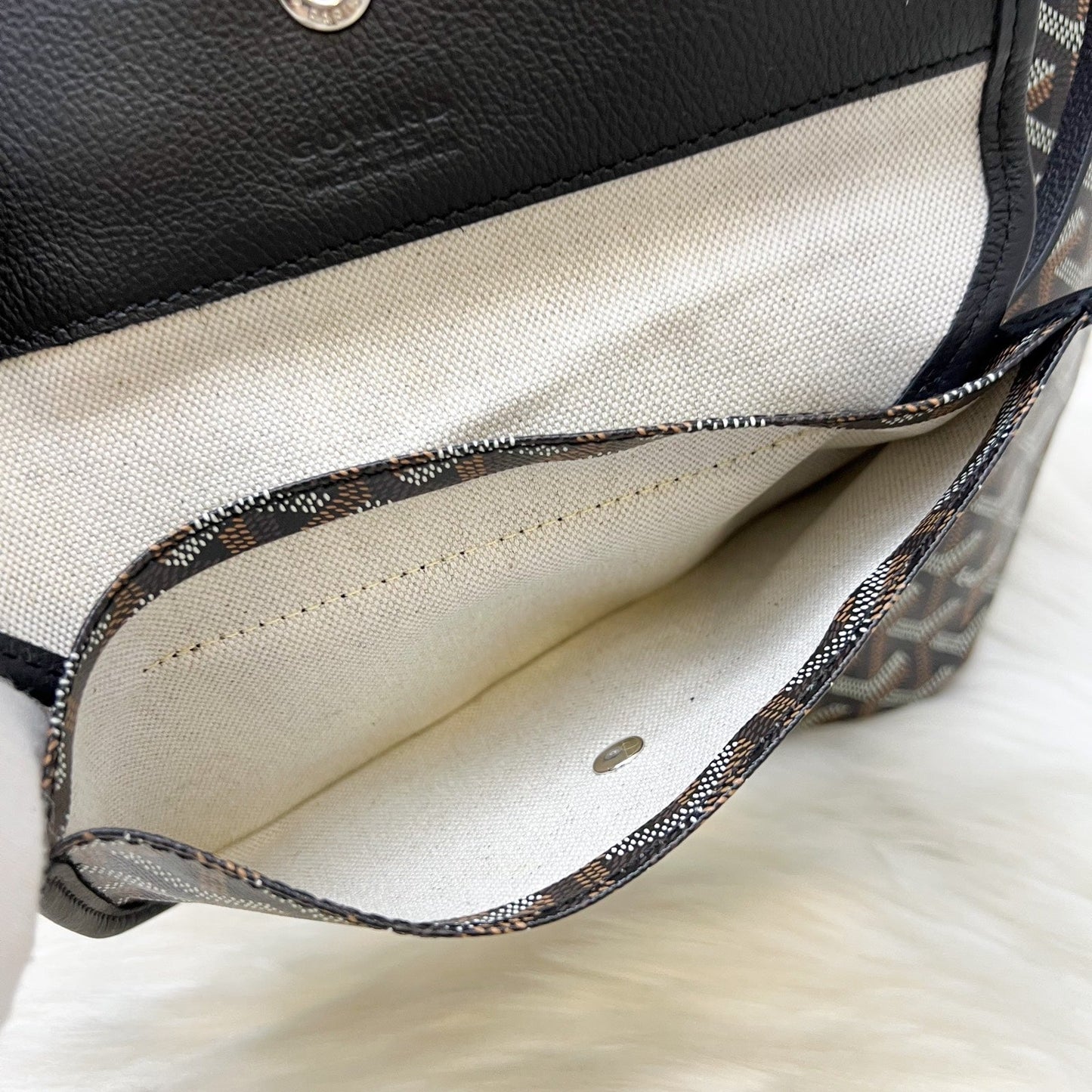 [Havik Shopsnew] Goyard Saint Louis PM Tote in Black Signature Goyardine Canvas