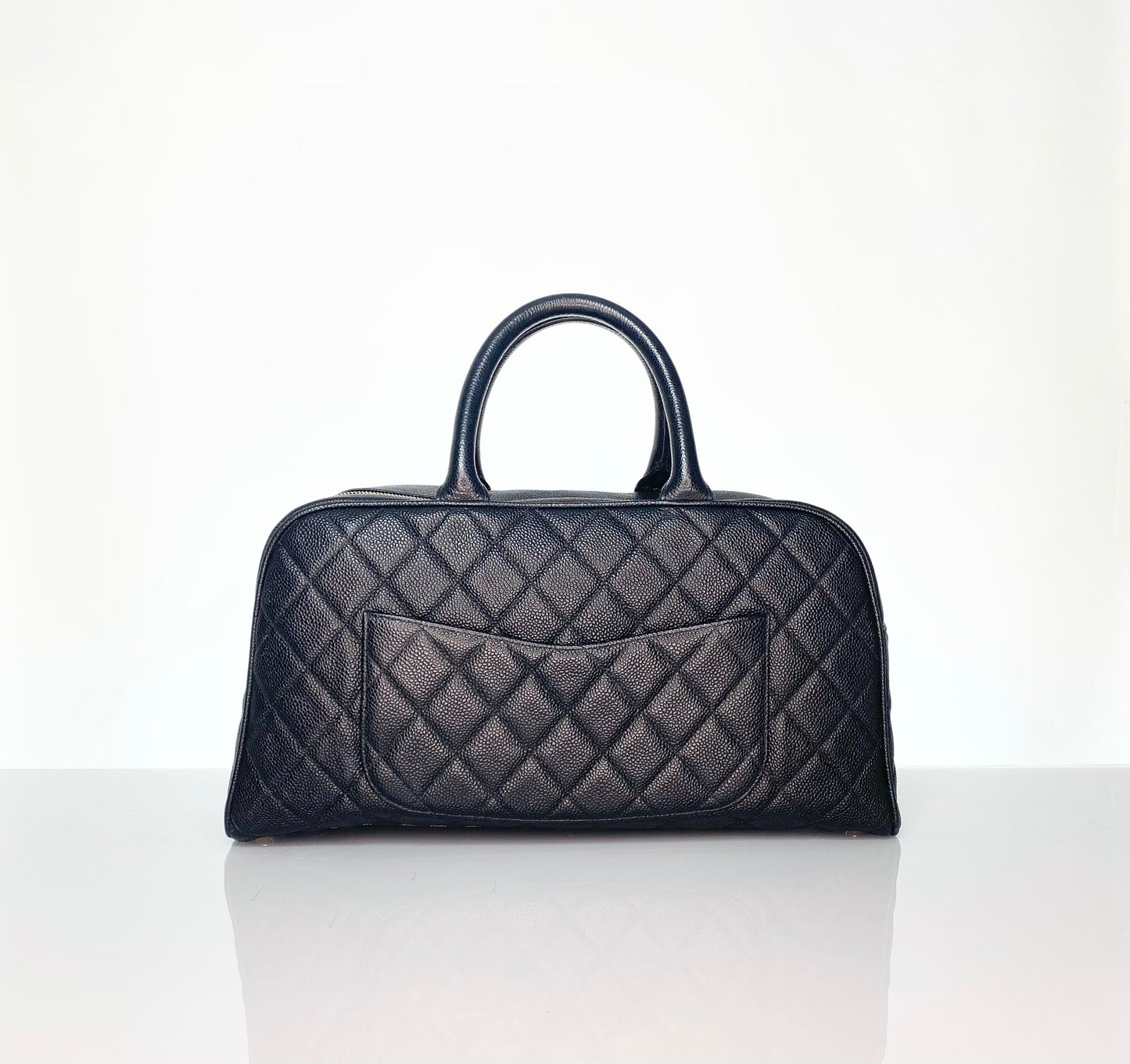 Chanel Vintage Caviar Bowler Top Handle Bag