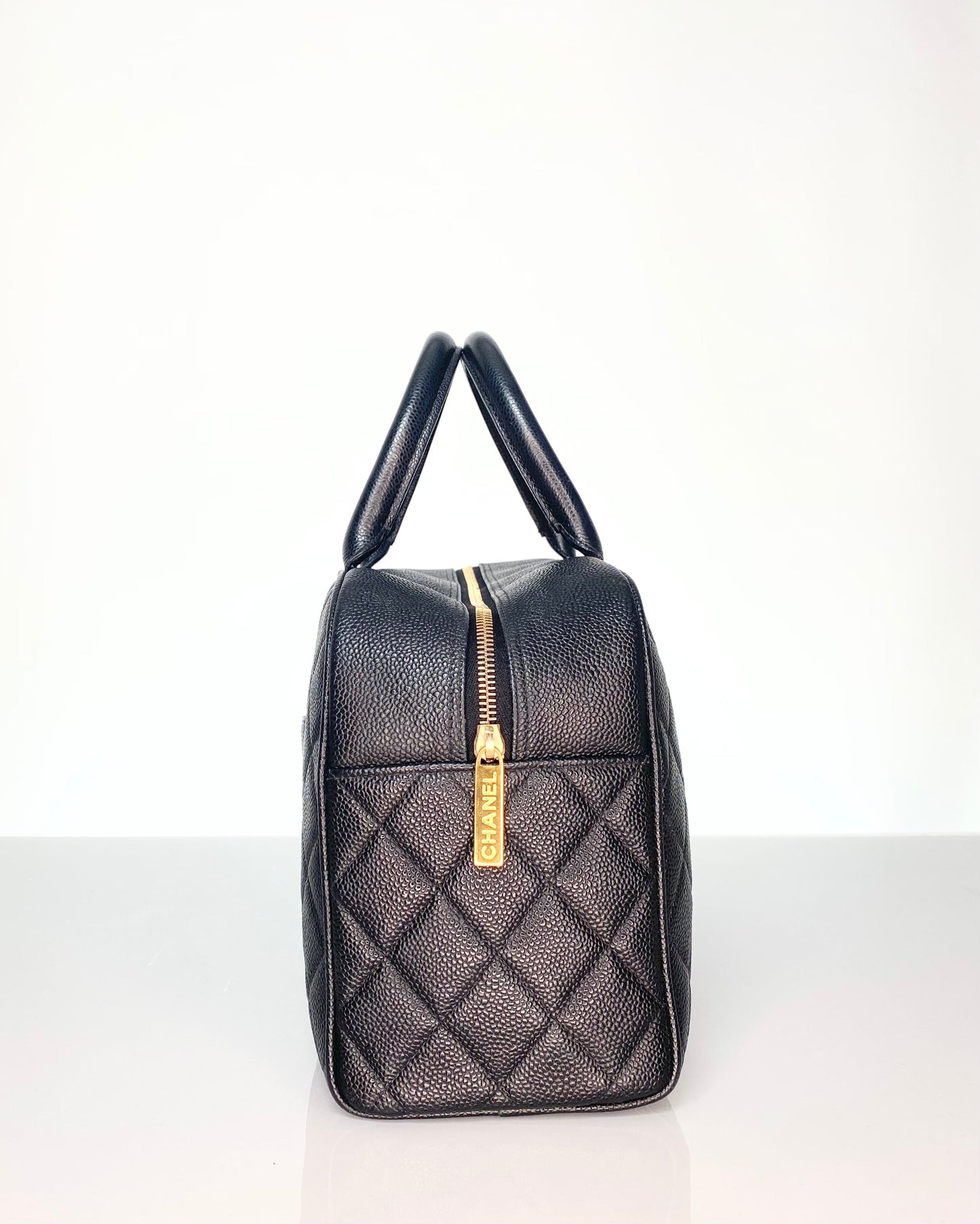 Chanel Vintage Caviar Bowler Top Handle Bag