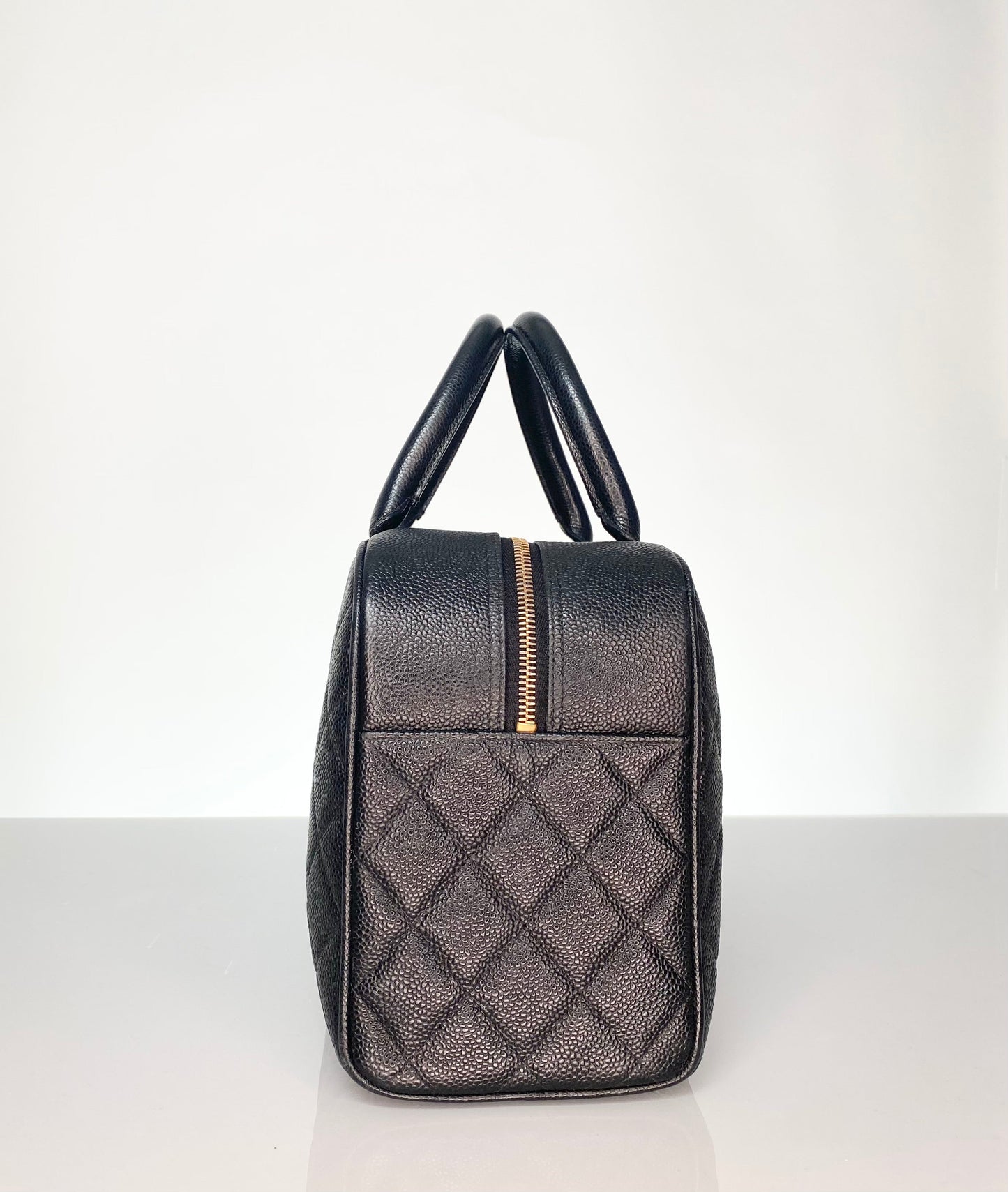 Chanel Vintage Caviar Bowler Top Handle Bag