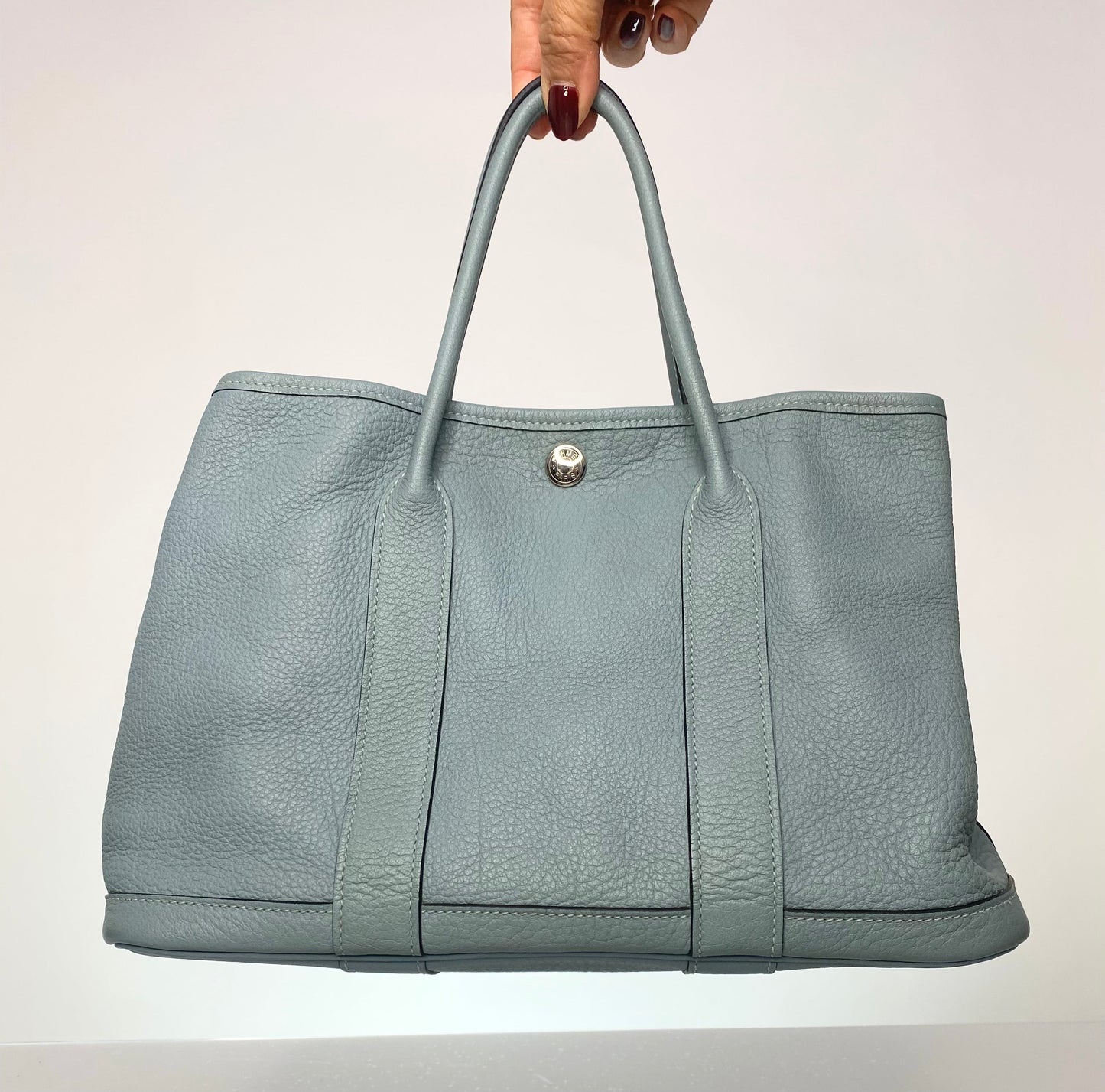 Preloved Hermes Garden Party PM 30 Blue Lin Negonda