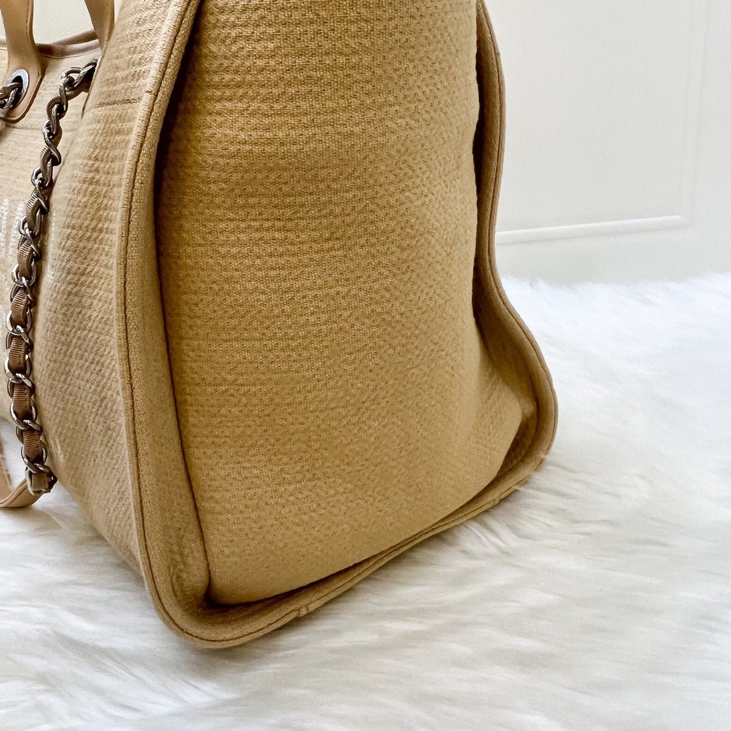Chanel Large Deauville Tote in 22C Beige Fabric SHW