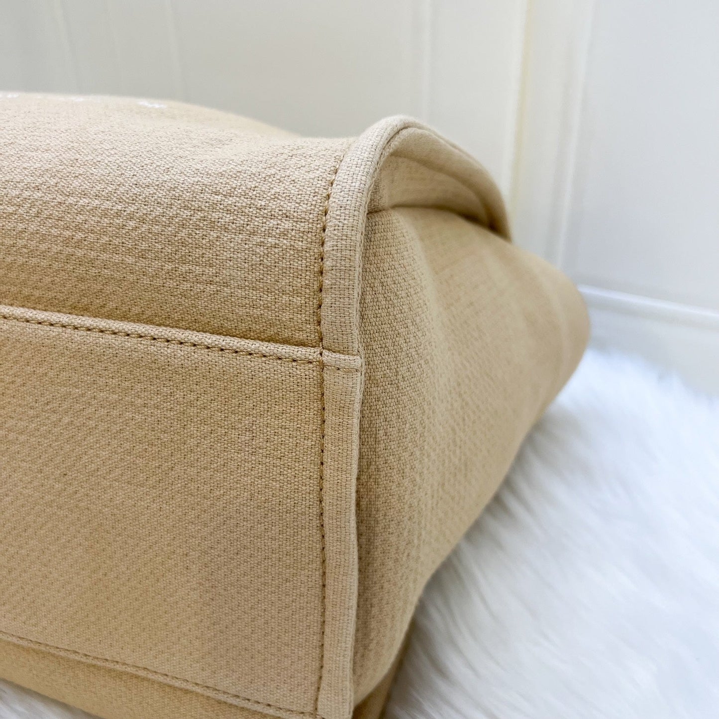 Chanel Large Deauville Tote in 22C Beige Fabric SHW