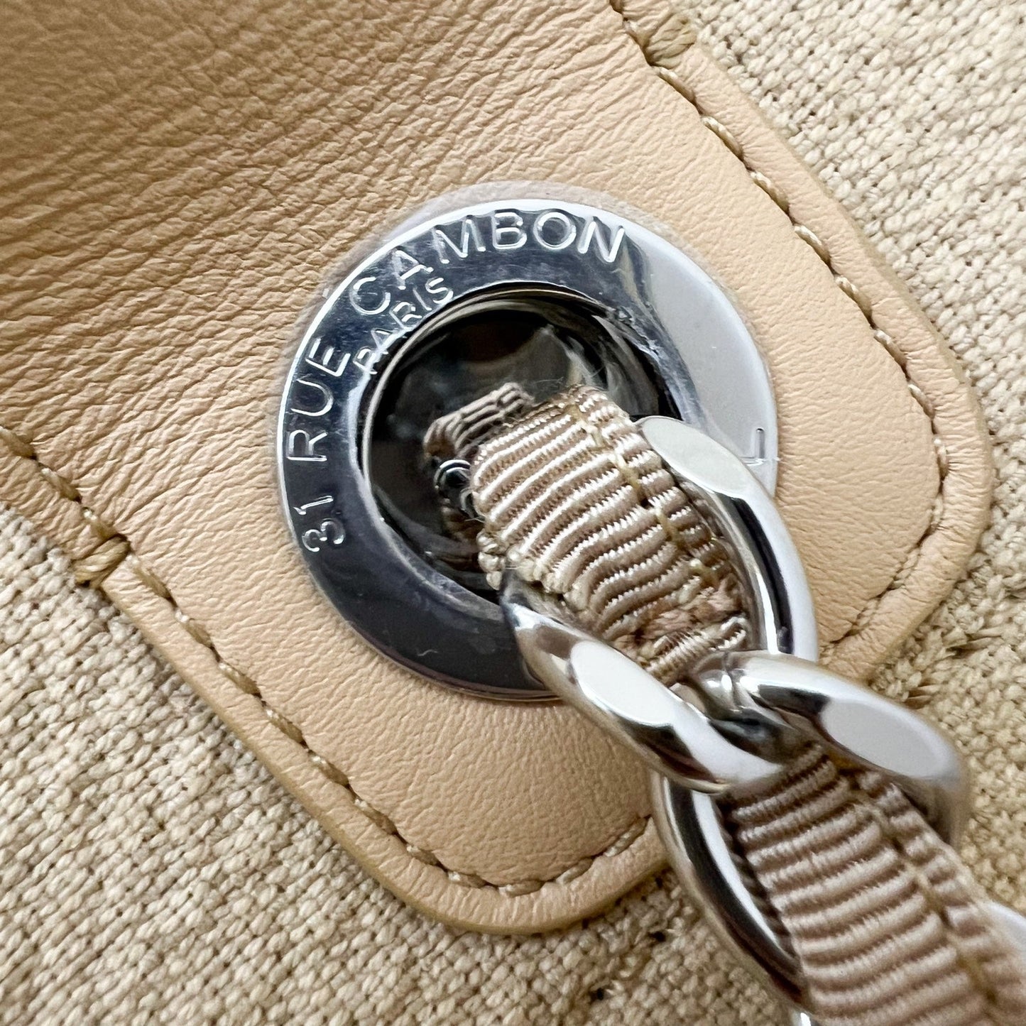 Chanel Large Deauville Tote in 22C Beige Fabric SHW