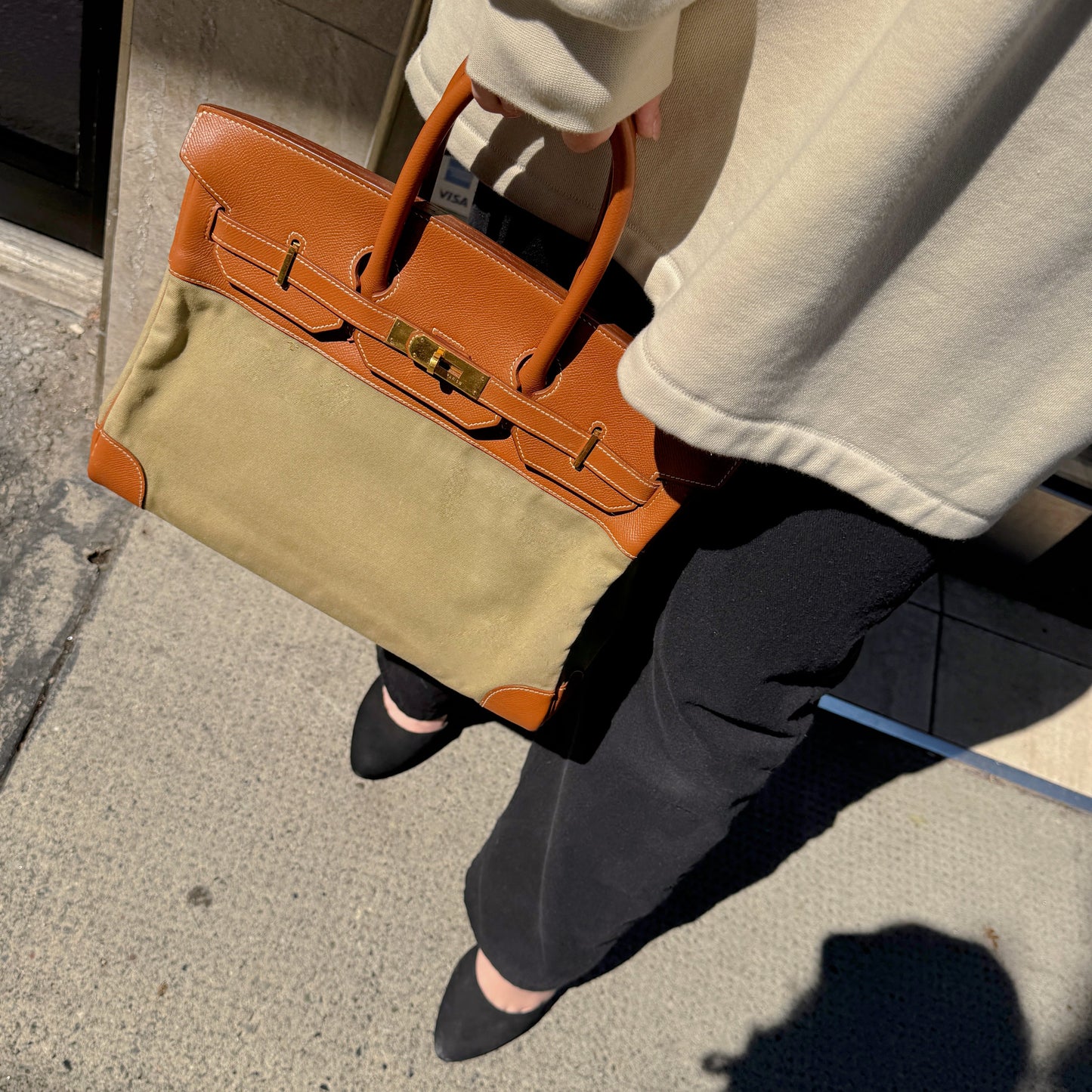 Hermes Brikin 35 Brown Epsom Olivia Canvas Gold Year2016