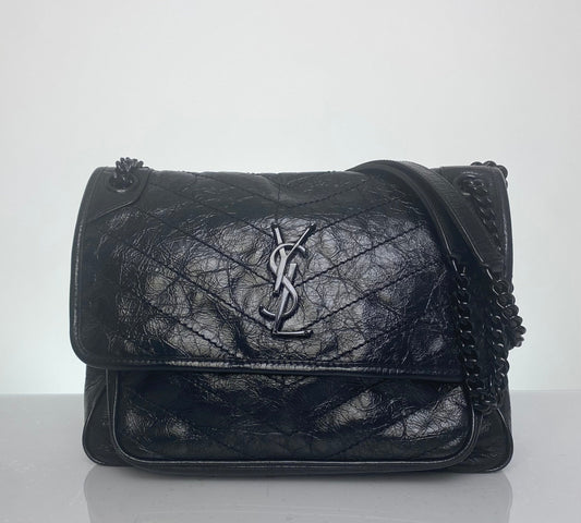 Preloved Saint Laurent Crinkled Calfskin Niki Medium