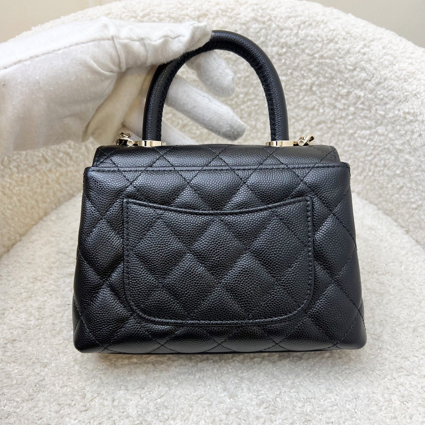 Chanel Micro Coco Handle Flap Bag in Black Caviar and LGHW (AP4244)
