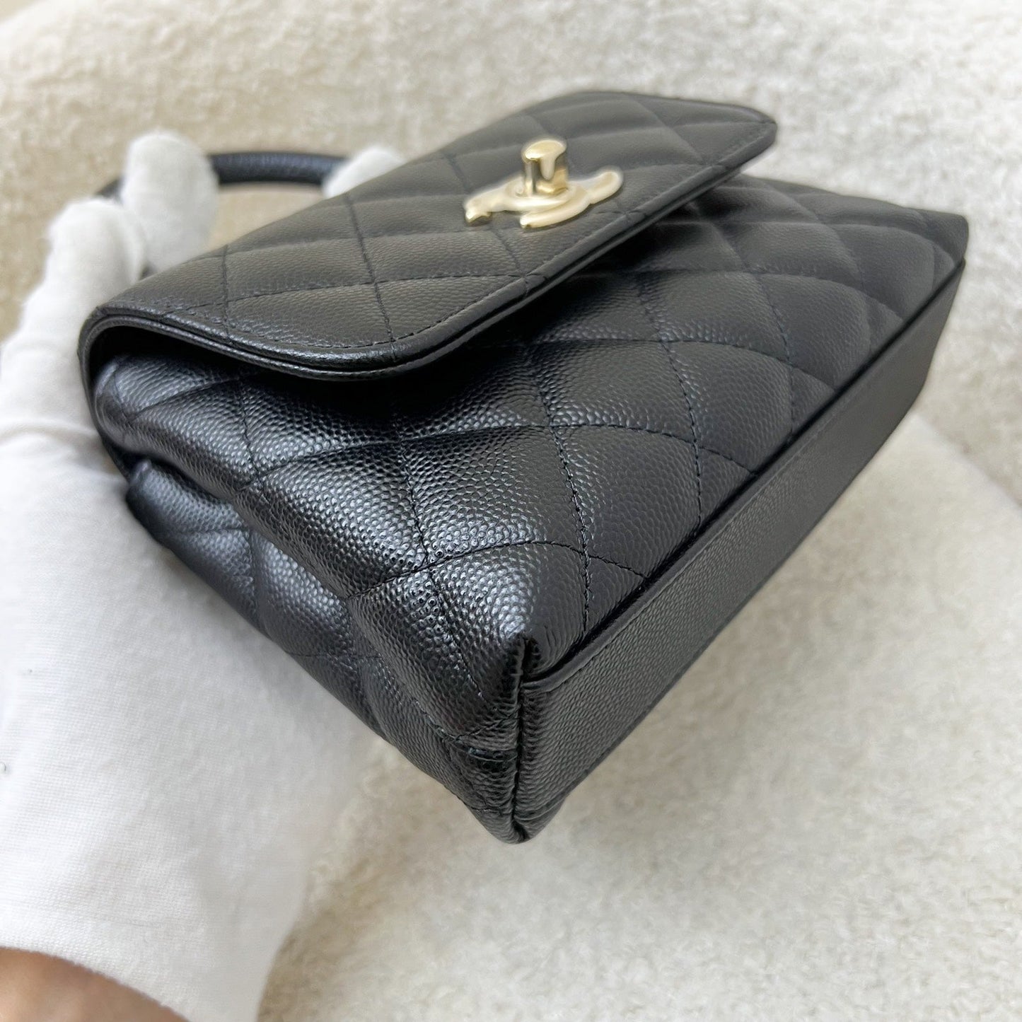 Chanel Micro Coco Handle Flap Bag in Black Caviar and LGHW (AP4244)