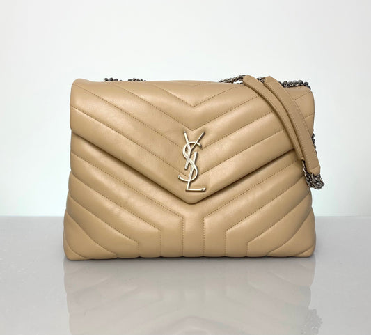 Preloved Saint Laurent Leather LouLou Medium Beige