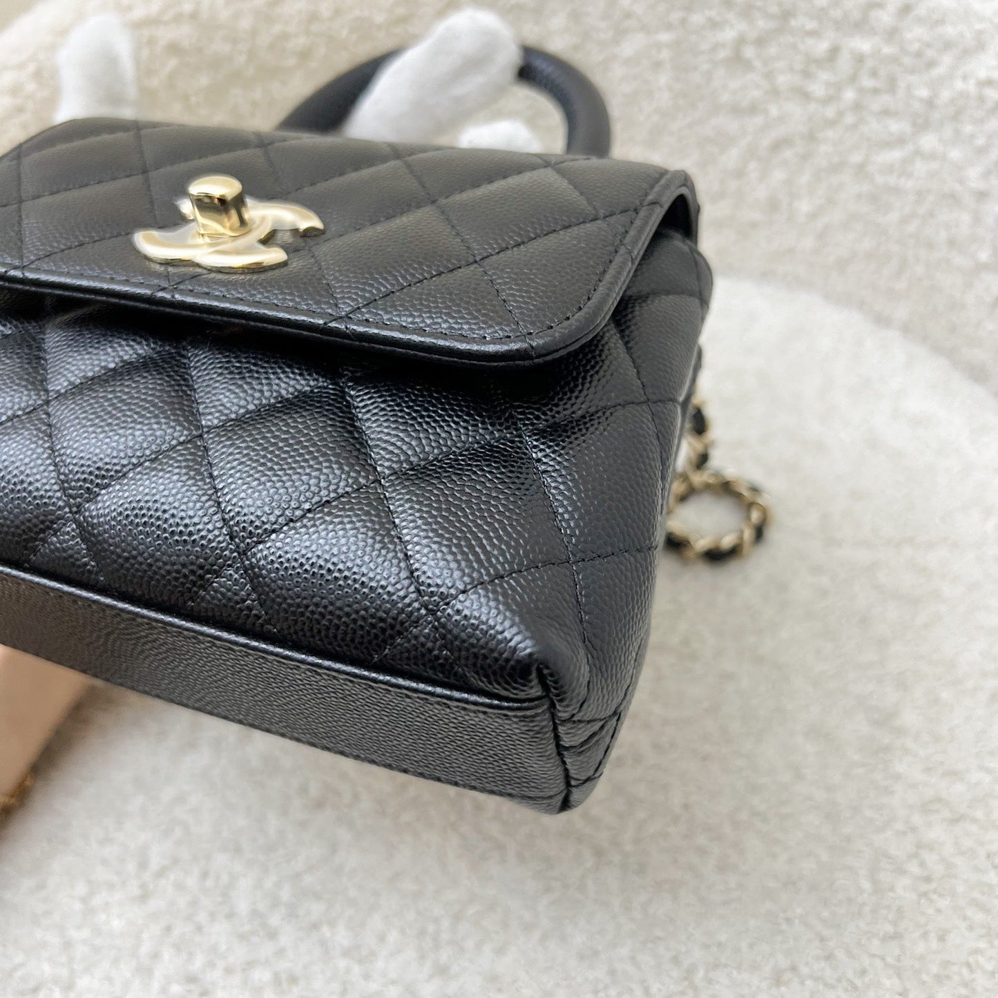 Chanel Micro Coco Handle Flap Bag in Black Caviar and LGHW (AP4244)