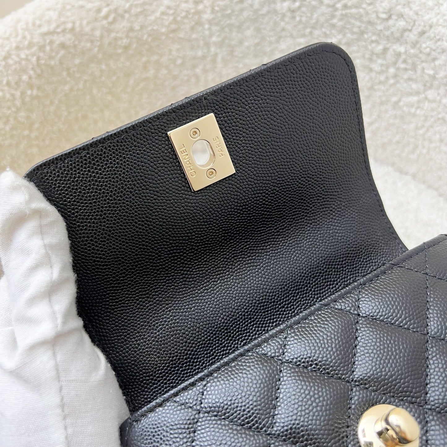 Chanel Micro Coco Handle Flap Bag in Black Caviar and LGHW (AP4244)