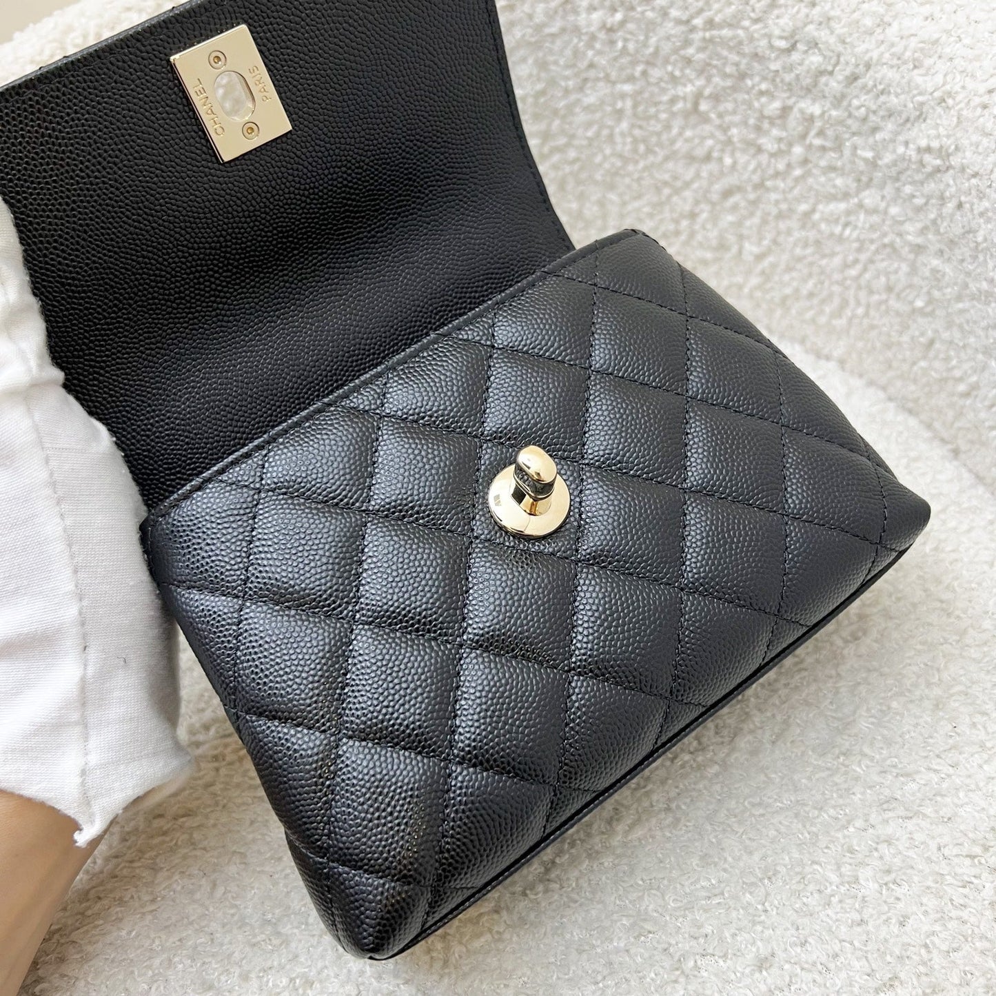 Chanel Micro Coco Handle Flap Bag in Black Caviar and LGHW (AP4244)