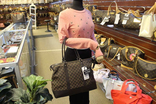 GUCCI GG Canvas 327793 Dark Brown Shoulder Handbag