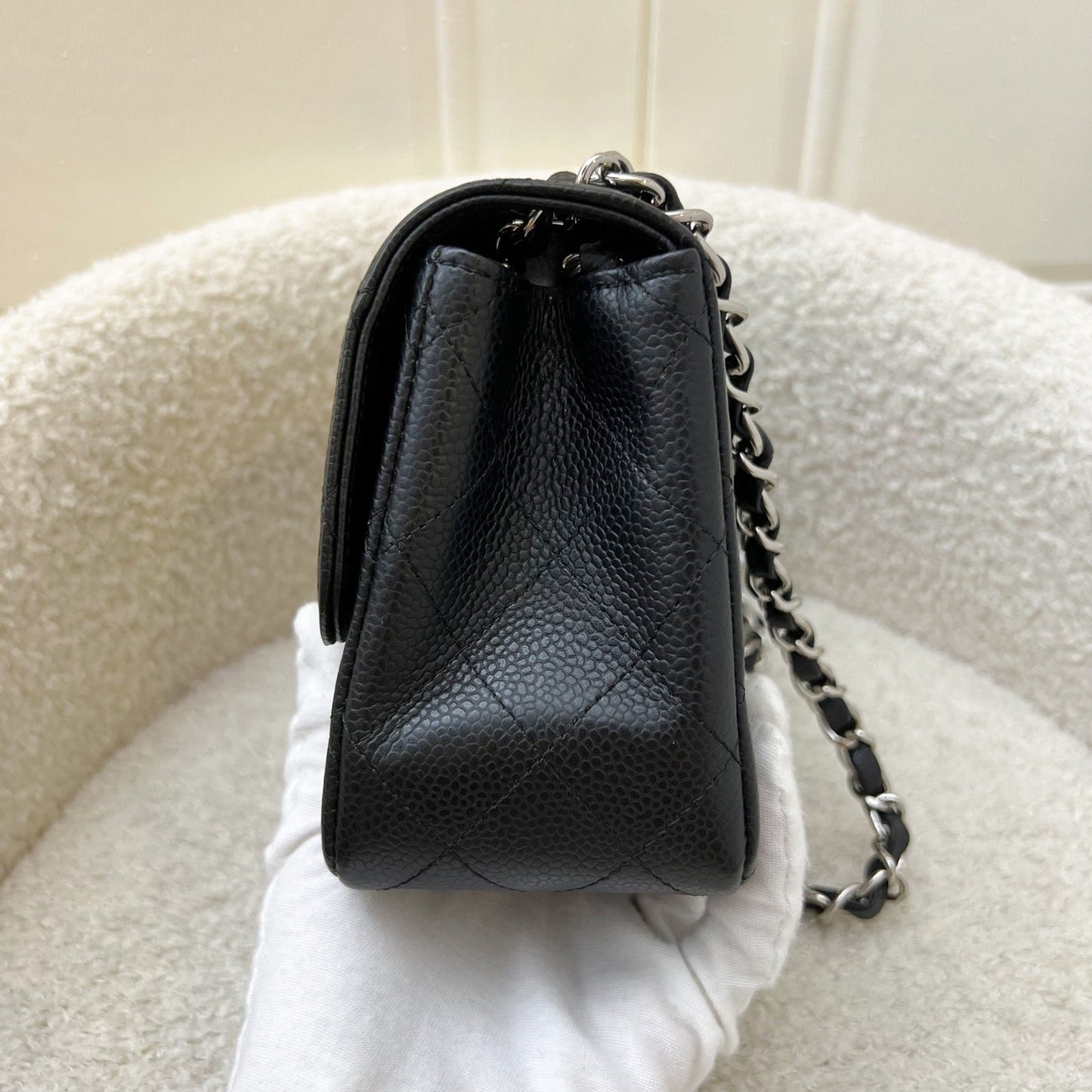 Chanel Classic Mini Square Flap in Black Caviar and SHW