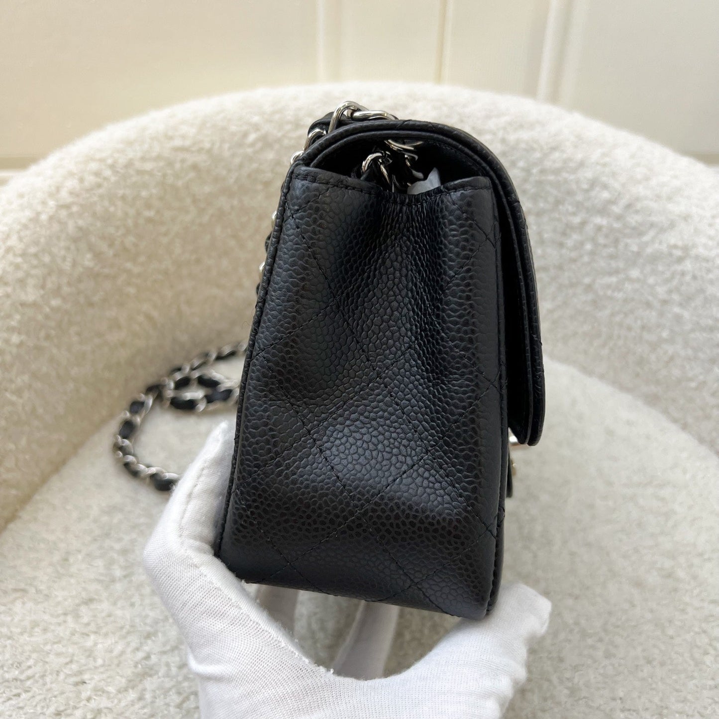 Chanel Classic Mini Square Flap in Black Caviar and SHW