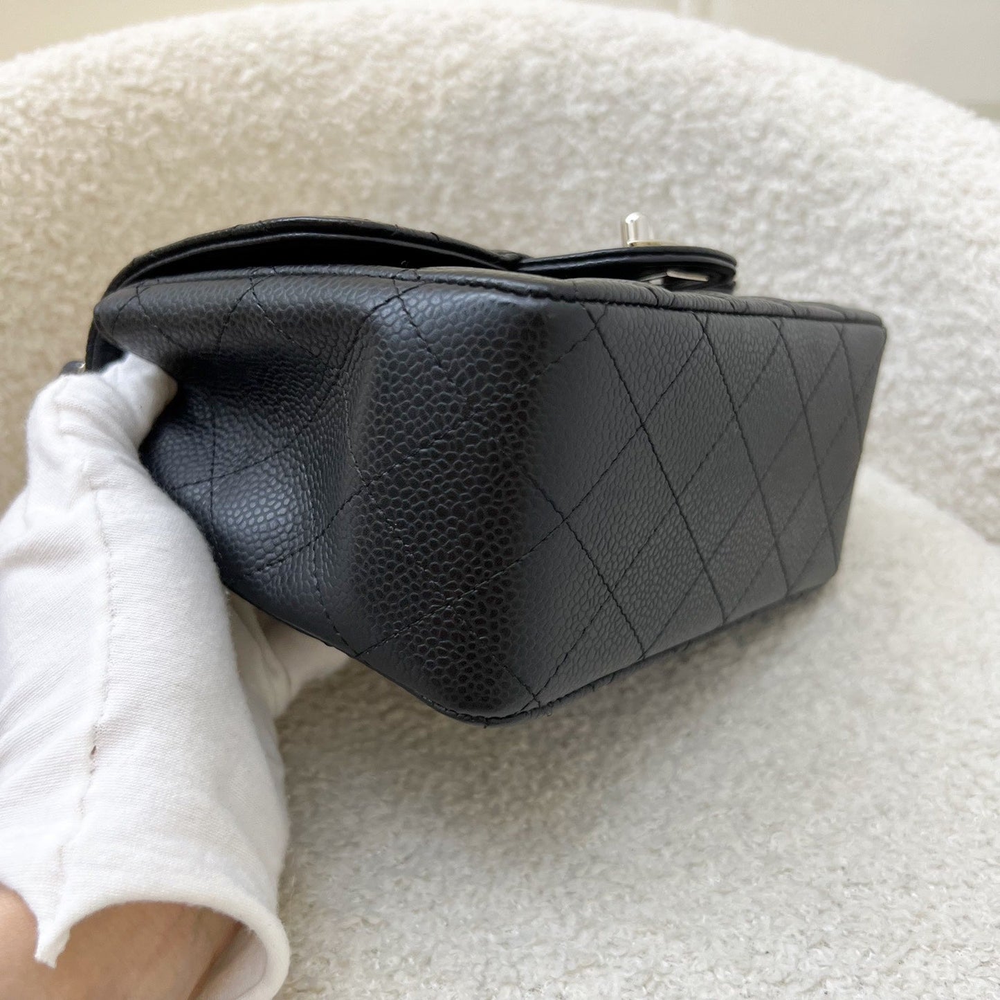 Chanel Classic Mini Square Flap in Black Caviar and SHW