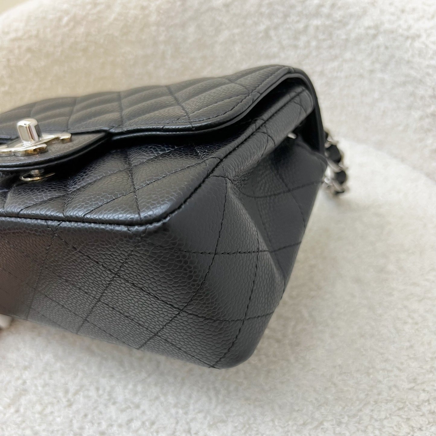 Chanel Classic Mini Square Flap in Black Caviar and SHW