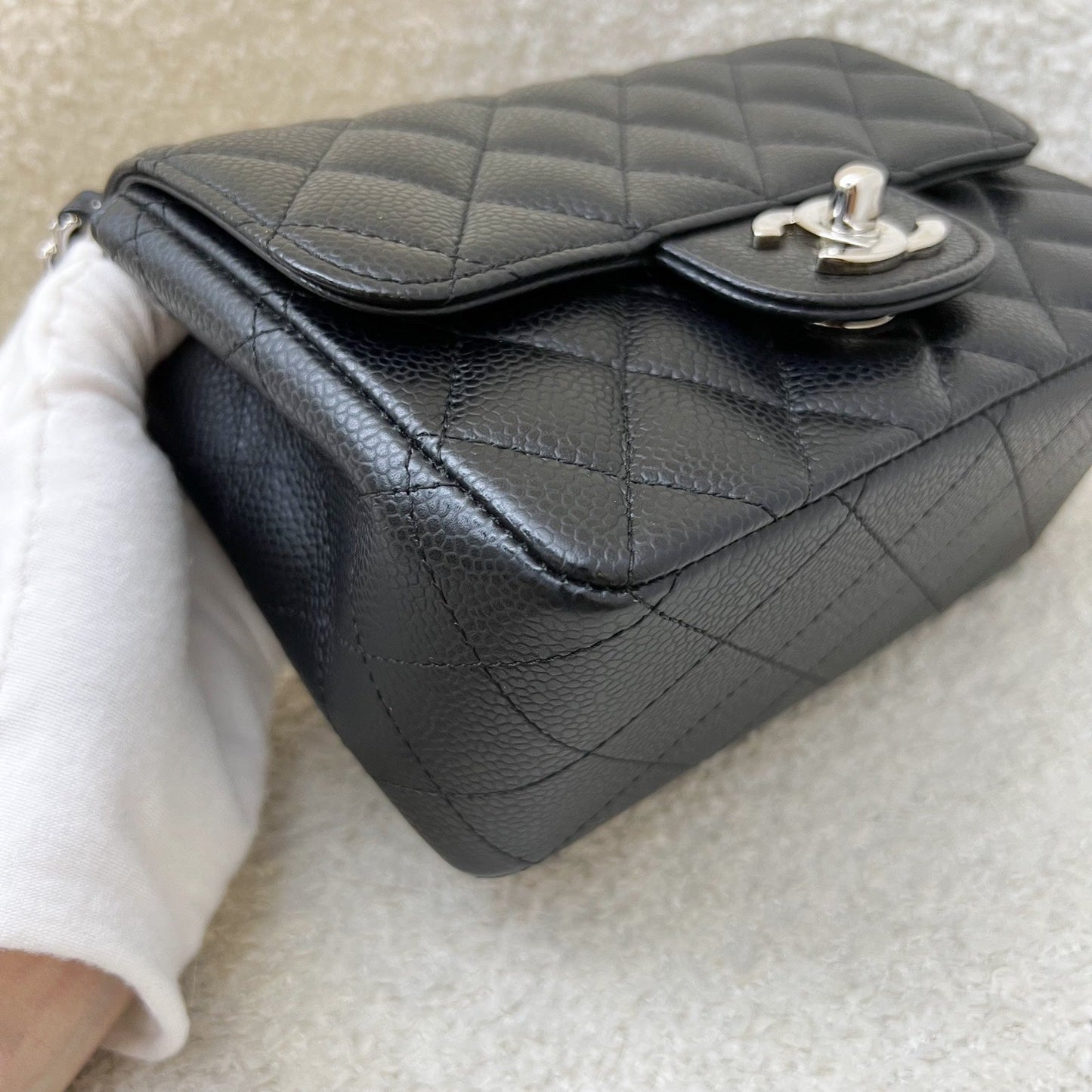 Chanel Classic Mini Square Flap in Black Caviar and SHW