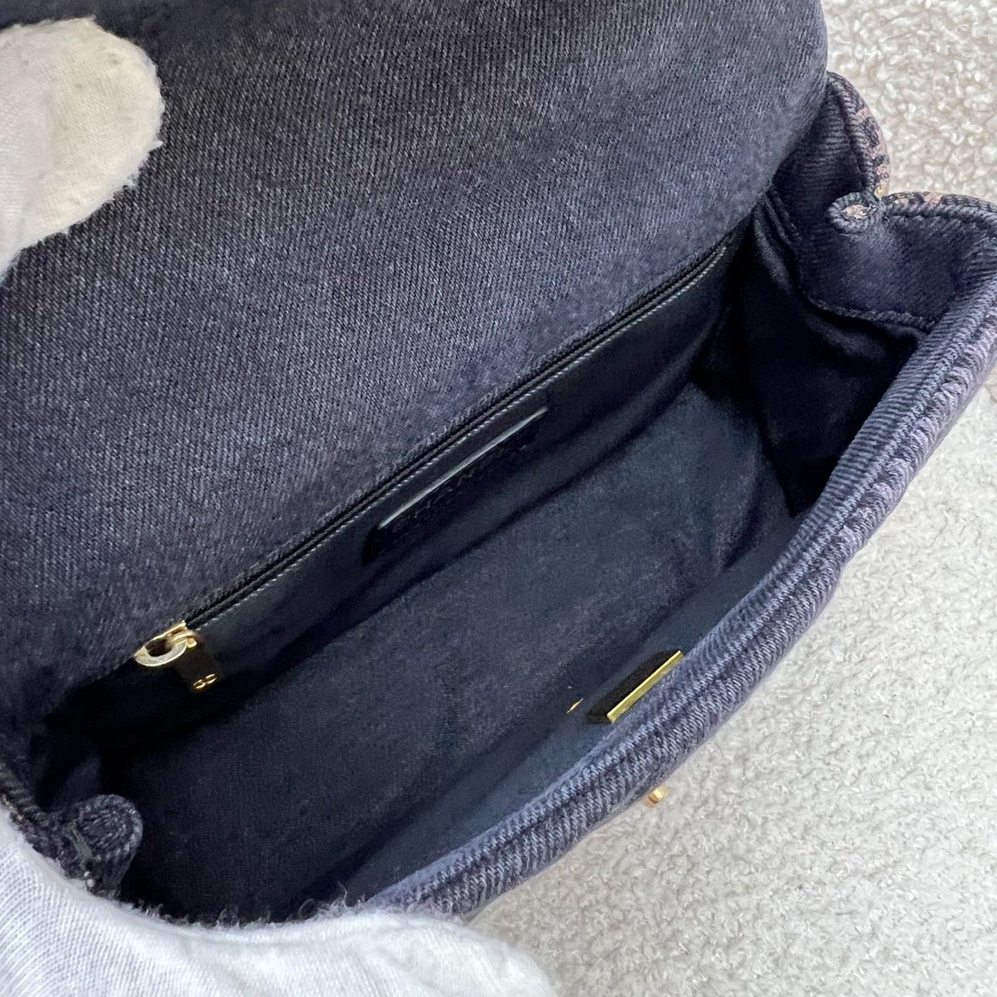 Chanel 22P Denim Mood Small Flap Bag in Black Printed Denim and AGHW