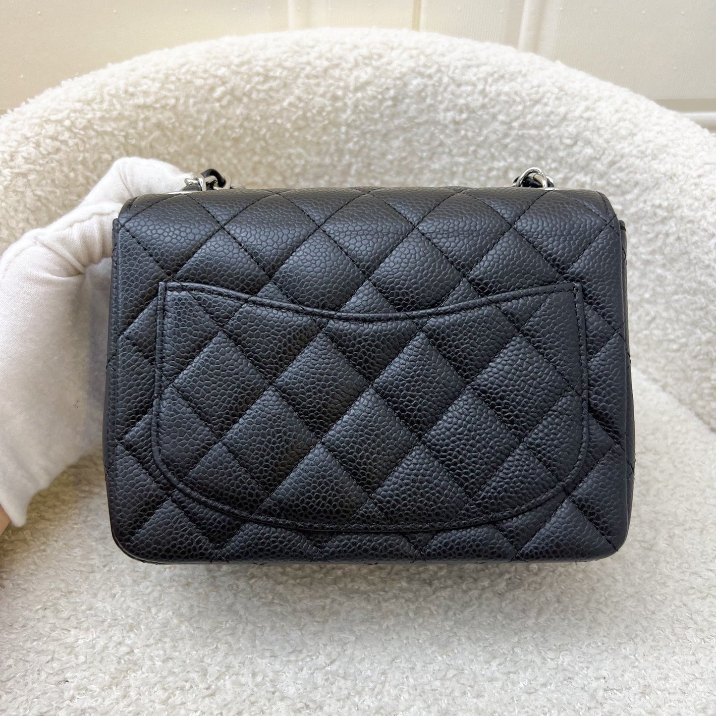 Chanel Classic Mini Square Flap in Black Caviar and SHW