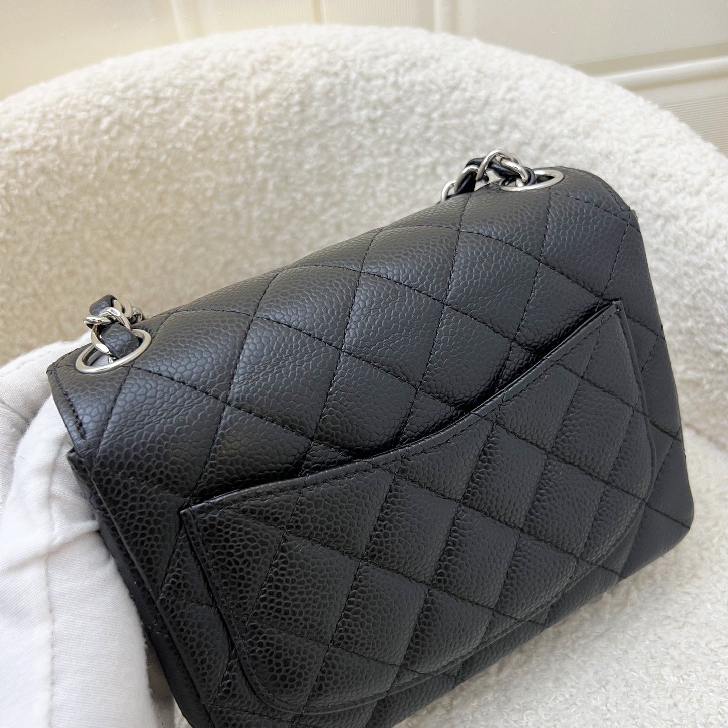 Chanel Classic Mini Square Flap in Black Caviar and SHW
