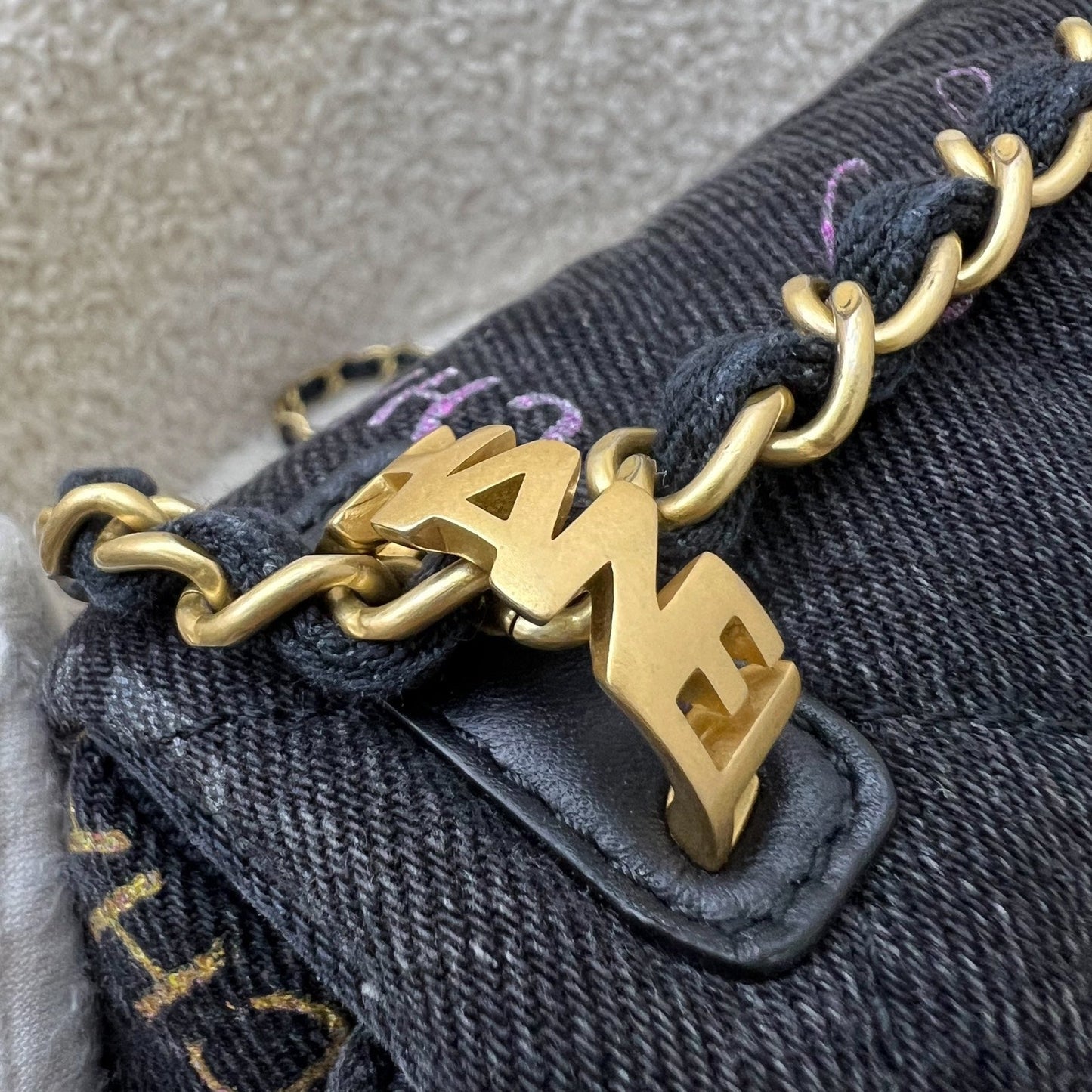 Chanel 22P Denim Mood Small Flap Bag in Black Printed Denim and AGHW