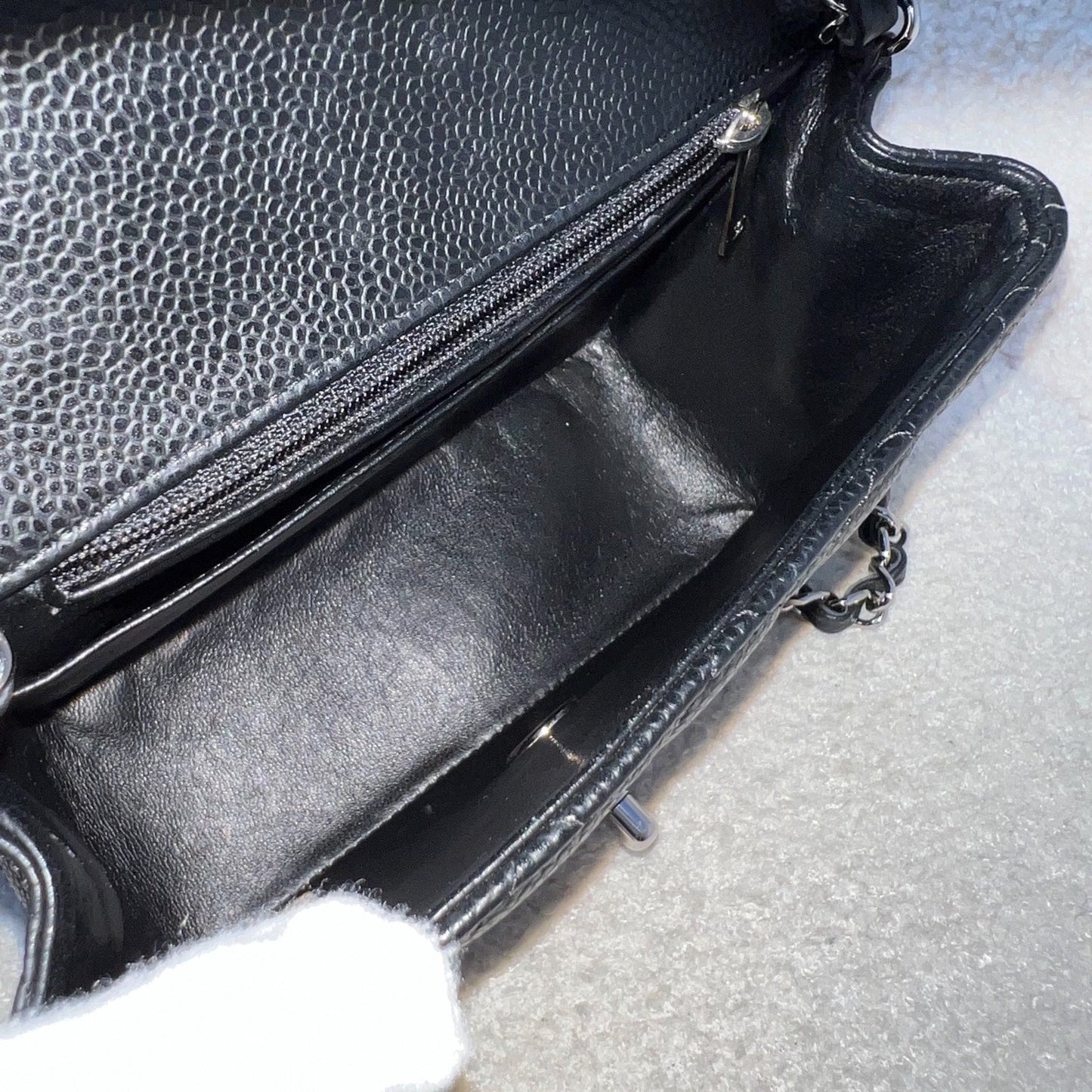 Chanel Classic Mini Square Flap in Black Caviar and SHW