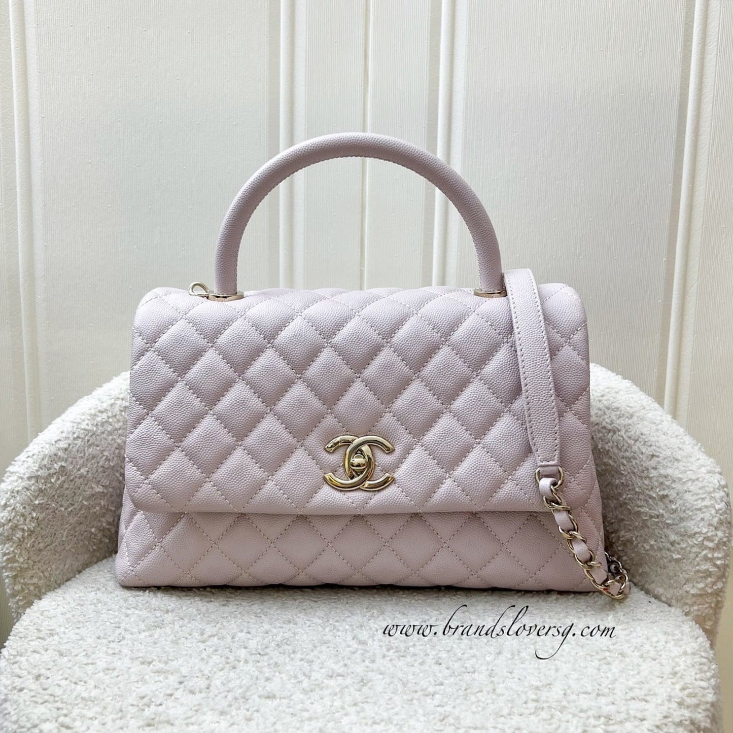 Chanel Medium 29cm Coco Handle in 20A Lilac Caviar and LGHW