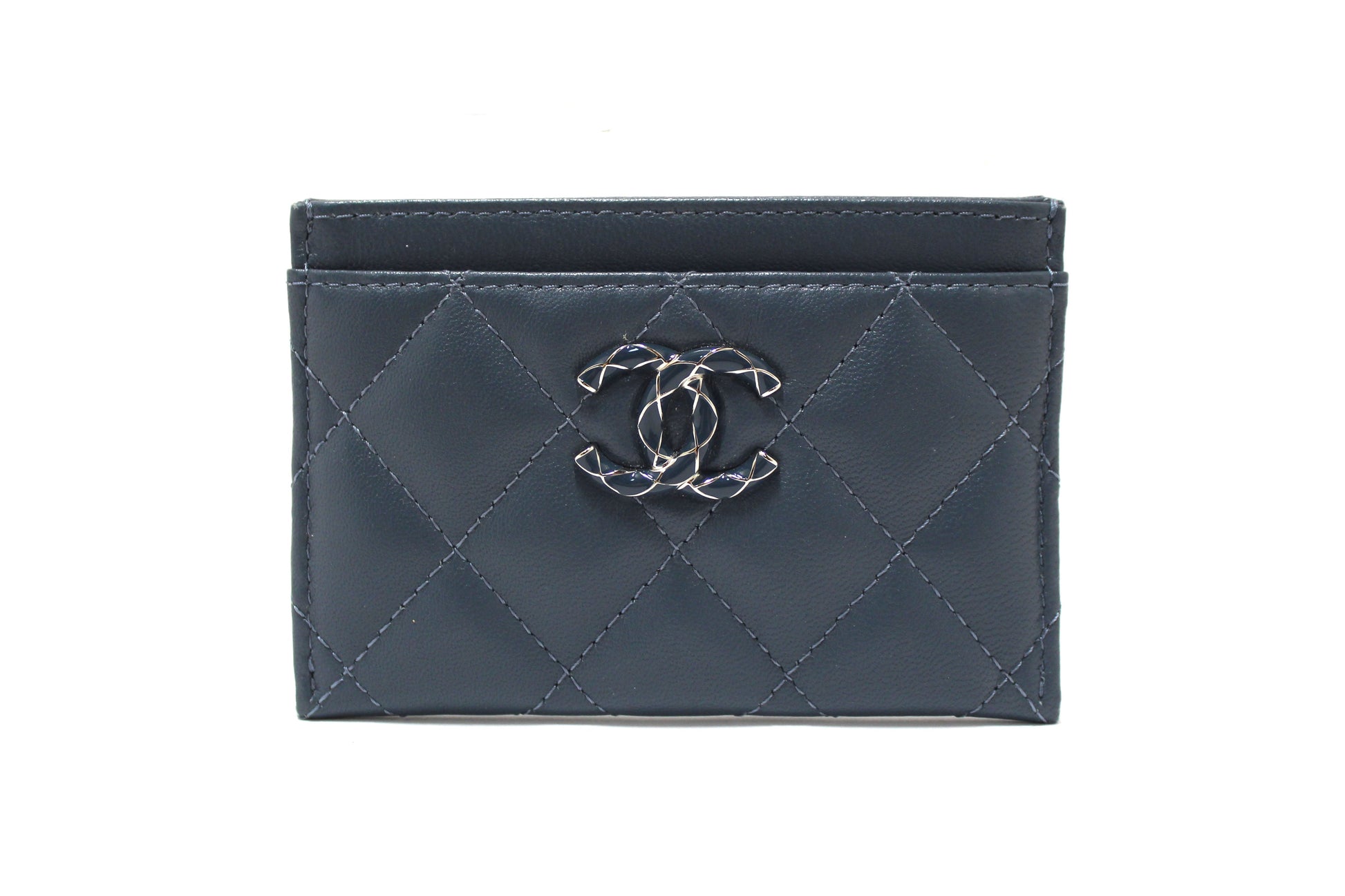 CHANEL Chanel Blue Quilted Lambskin Leather Card Holder | Havik Shop.com - Shop Now at Havik Shop.com