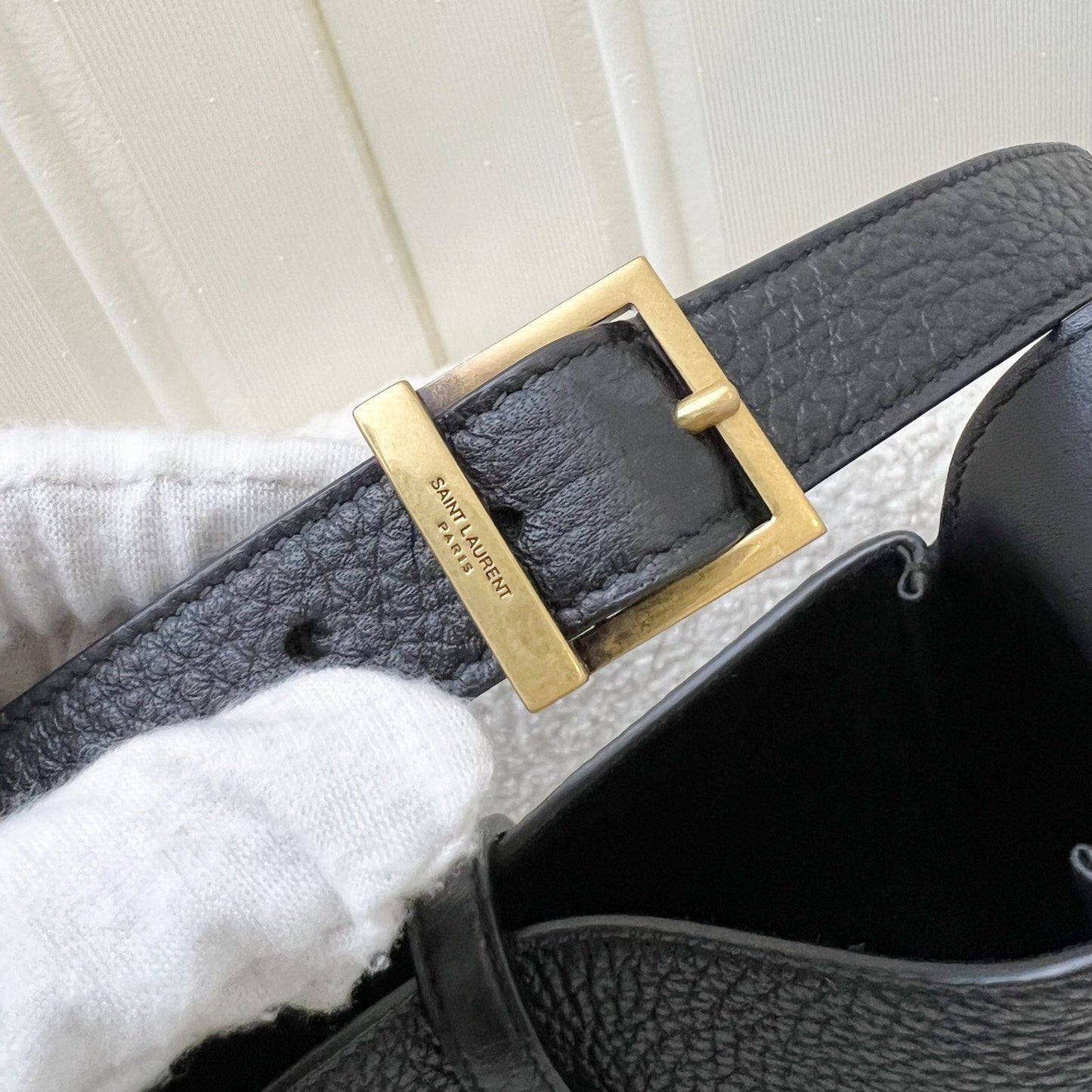 Saint Laurent YSL Baby Le 5 À 7 Supple Hobo in Black Grained Calfskin and GHW