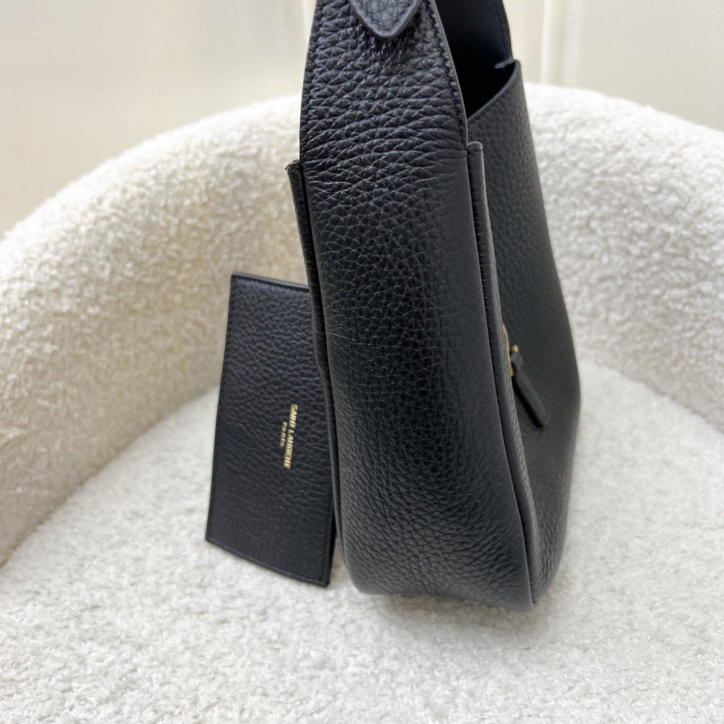 Saint Laurent YSL Baby Le 5 À 7 Supple Hobo in Black Grained Calfskin and GHW