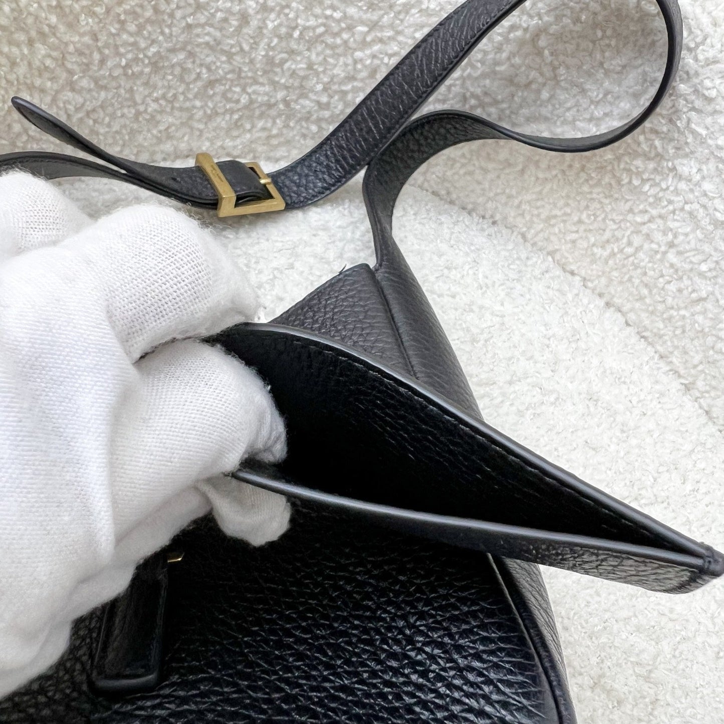 Saint Laurent YSL Baby Le 5 À 7 Supple Hobo in Black Grained Calfskin and GHW