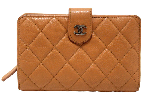 CHANEL Chanel Vintage Brown Quilted Caviar Leather Bifold Wallet | Havik Shop.com - Shop Now at Havik Shop.com