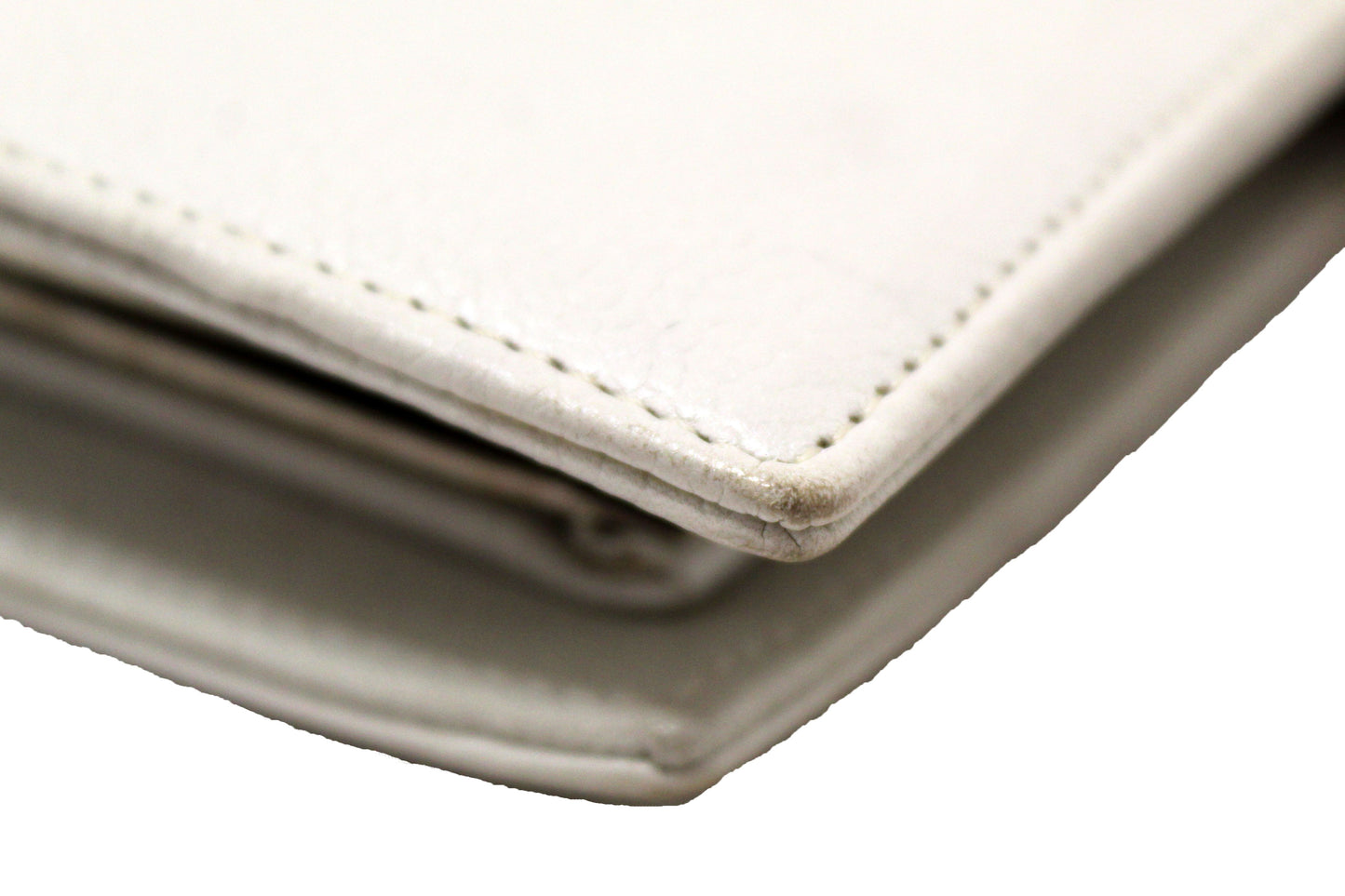 Chanel Vintage White Caviar CC Leather Classic Long Wallet