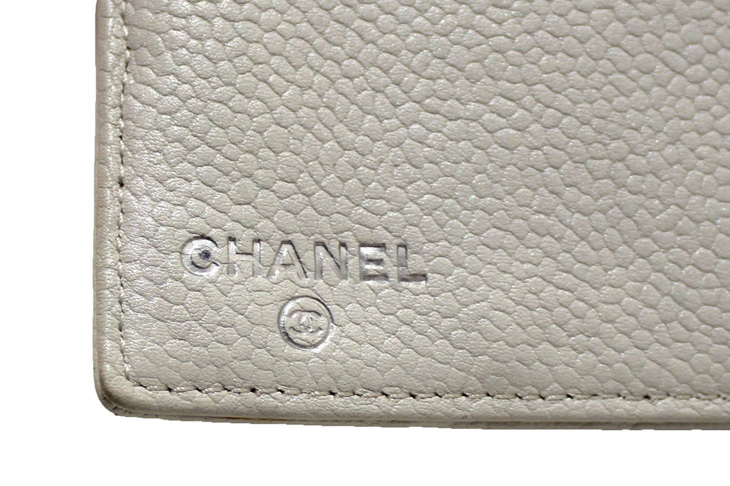 Chanel Vintage White Caviar CC Leather Classic Long Wallet