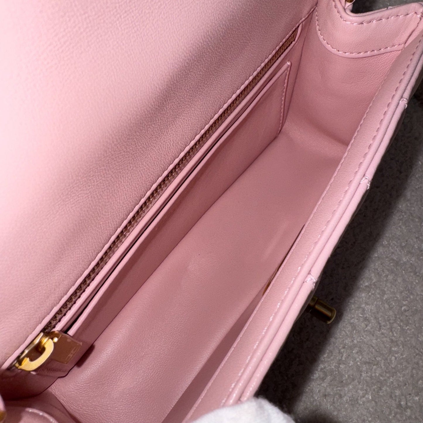 Chanel Pearl Crush Mini Rectangle Flap in 24K Sakura Pink Stiff Lambskin and AGHW (Model: AS1787)