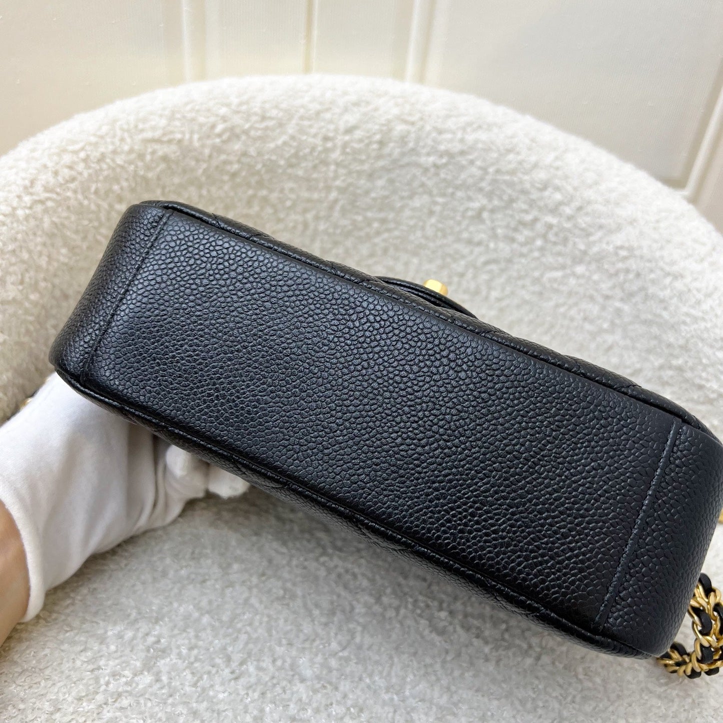 Chanel 21A Medallion Small Flap in Black Caviar and AGHW (Model: AS2528)