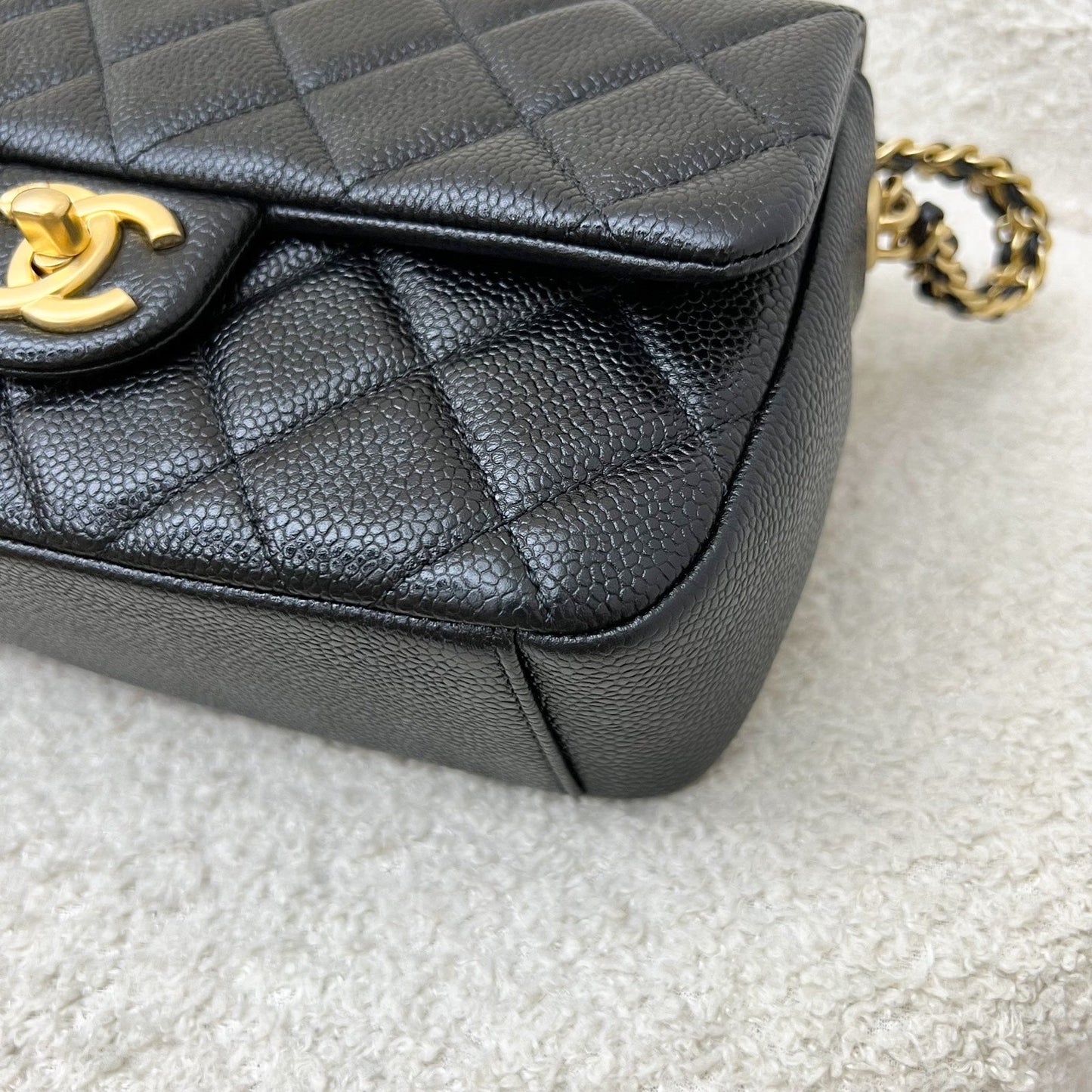 Chanel 21A Medallion Small Flap in Black Caviar and AGHW (Model: AS2528)