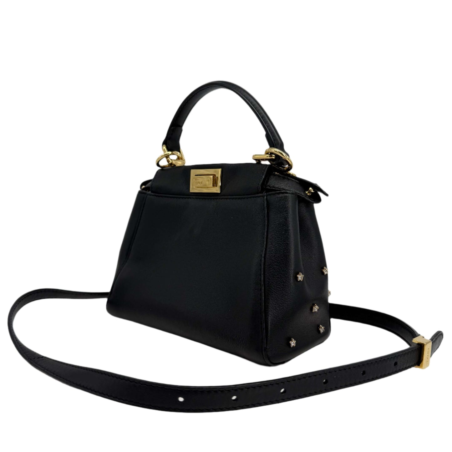 Fendi Nappa Crystal Studded XS Peekaboo Iconic Satchel in Black –  Pre-Owned
