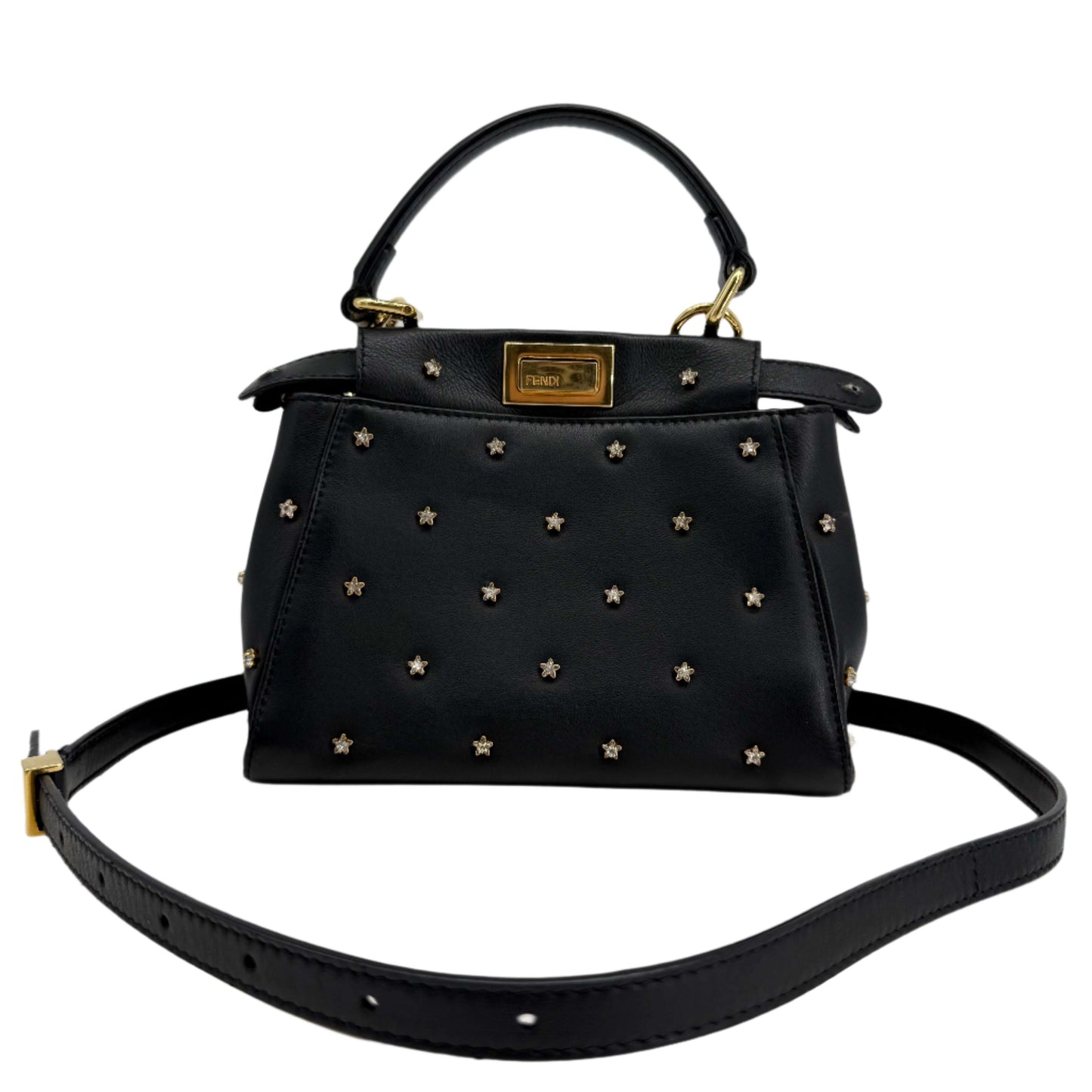 Fendi Nappa Crystal Studded XS Peekaboo Iconic Satchel in Black –  Pre-Owned