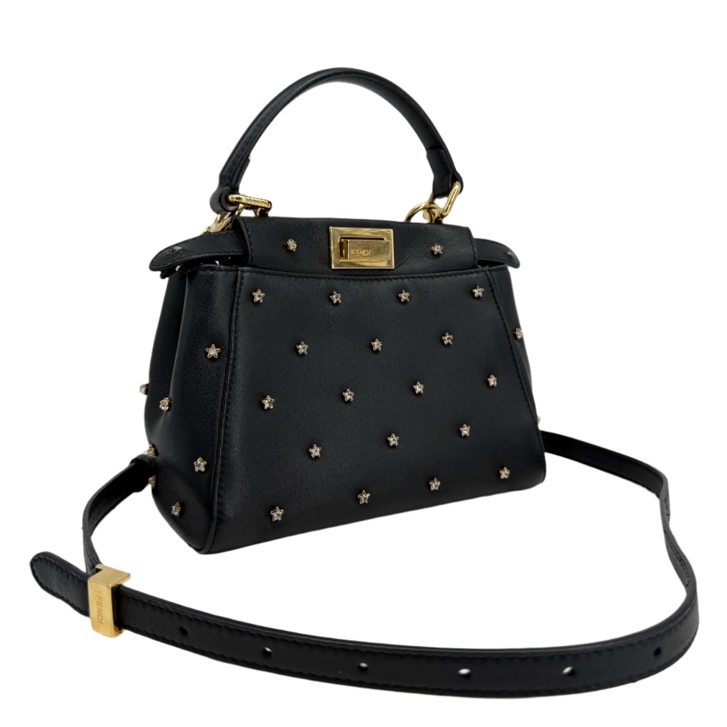 Fendi Nappa Crystal Studded XS Peekaboo Iconic Satchel in Black –  Pre-Owned
