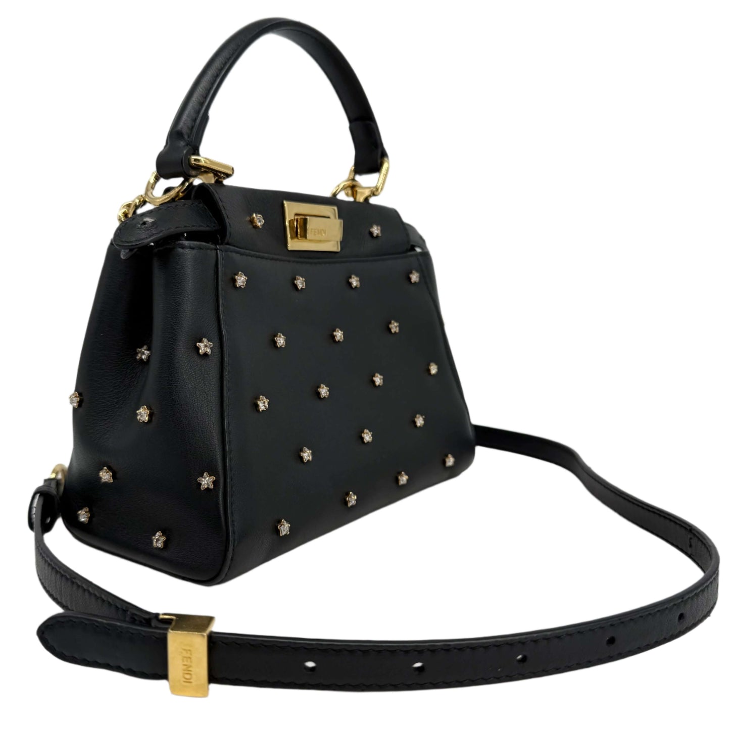 Fendi Nappa Crystal Studded XS Peekaboo Iconic Satchel in Black –  Pre-Owned