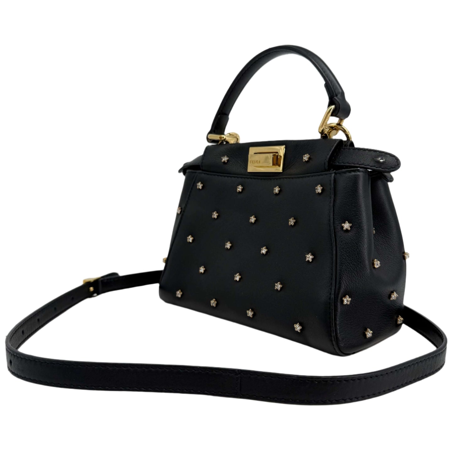 Fendi Nappa Crystal Studded XS Peekaboo Iconic Satchel in Black –  Pre-Owned