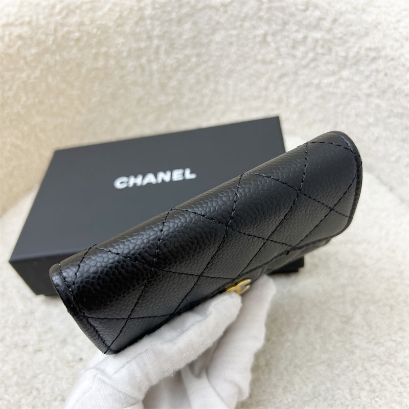 Chanel Classic Snap Card Holder in Black Caviar and GHW (Model: AP0214)