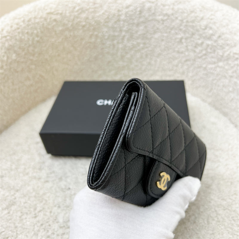 Chanel Classic Snap Card Holder in Black Caviar and GHW (Model: AP0214)