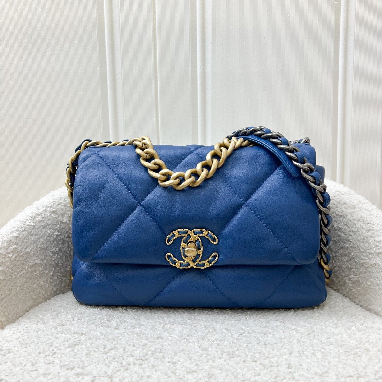 Chanel 19 Small Flap in 21C Blue Lambskin and 3-Tone Hardware