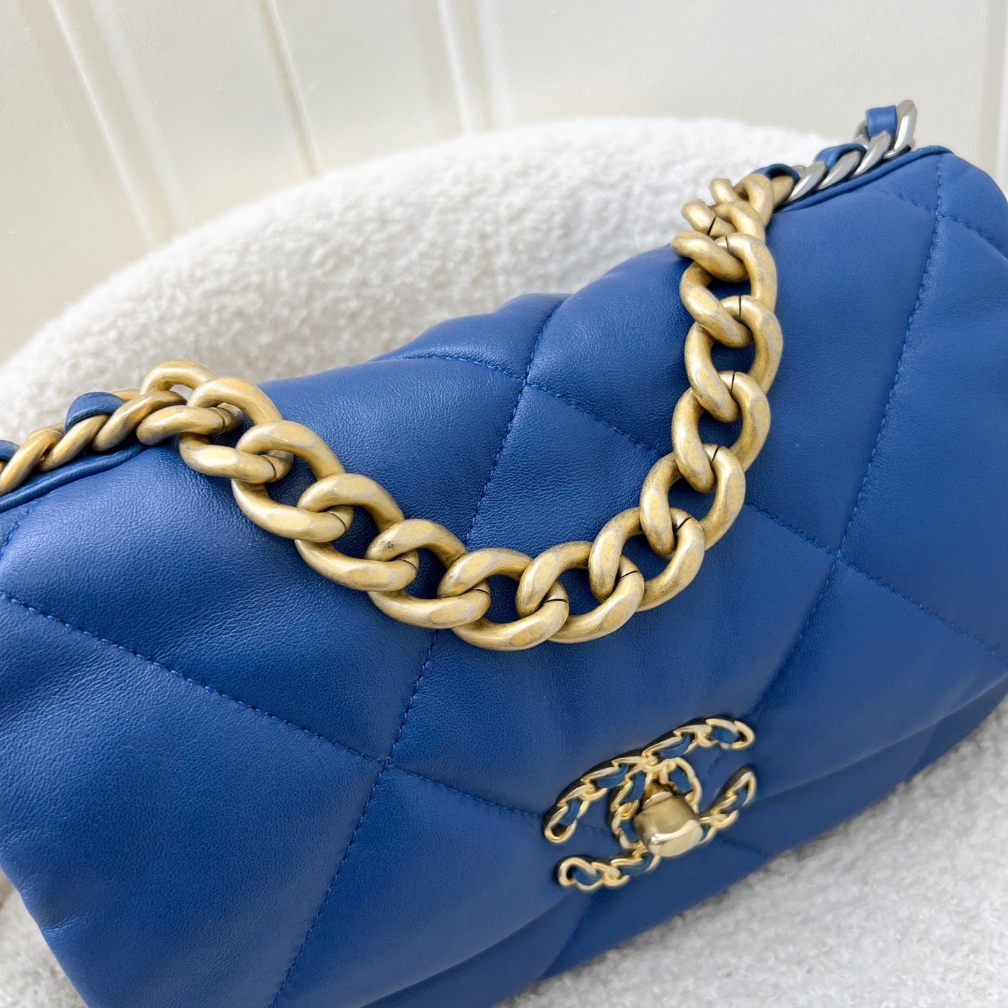 Chanel 19 Small Flap in 21C Blue Lambskin and 3-Tone Hardware